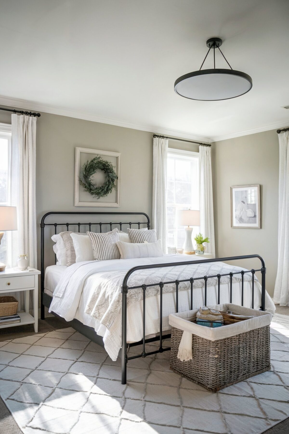 farmhouse bedroom metal bedframe design