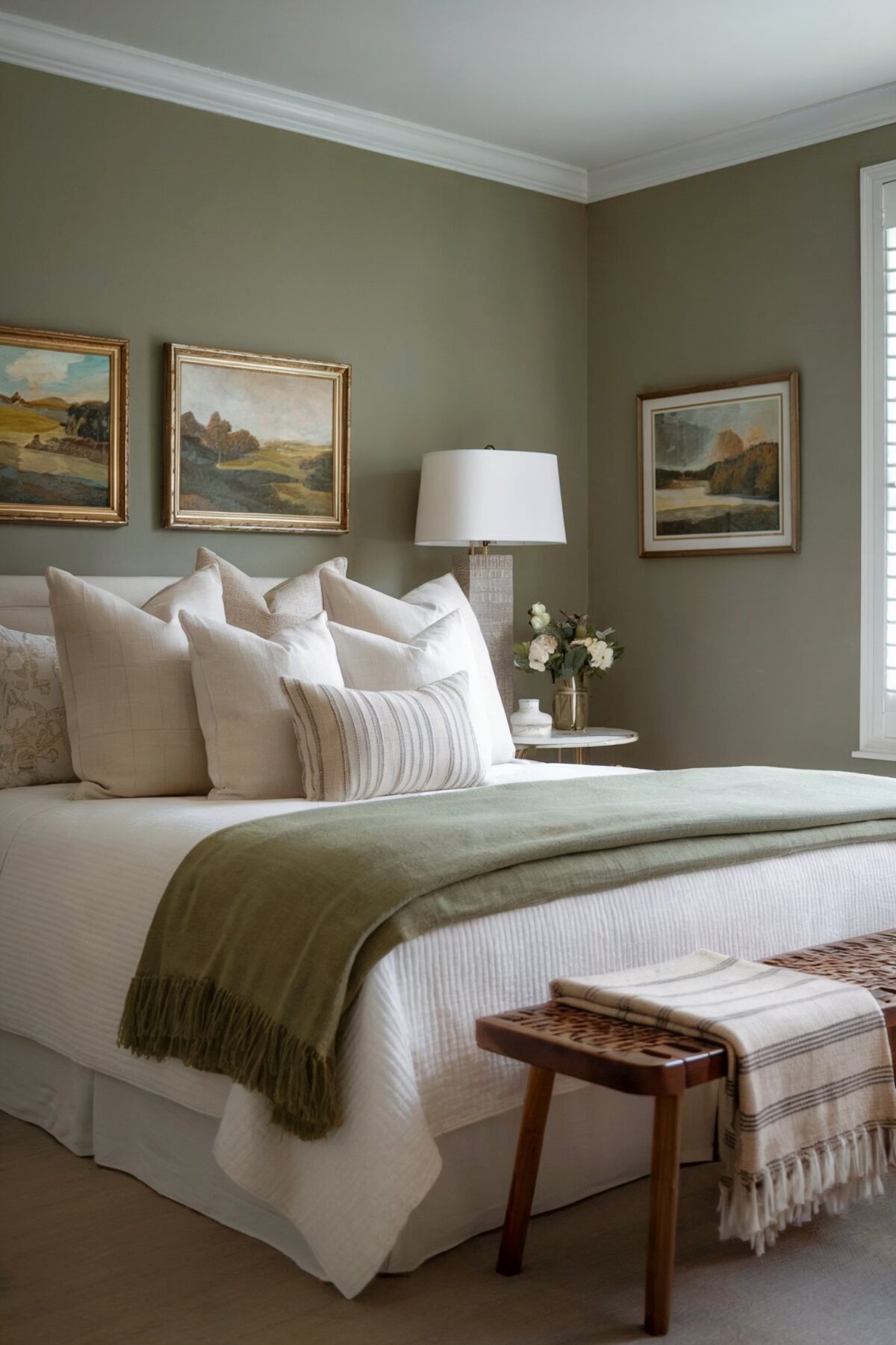 farmhouse bedroom olive green design