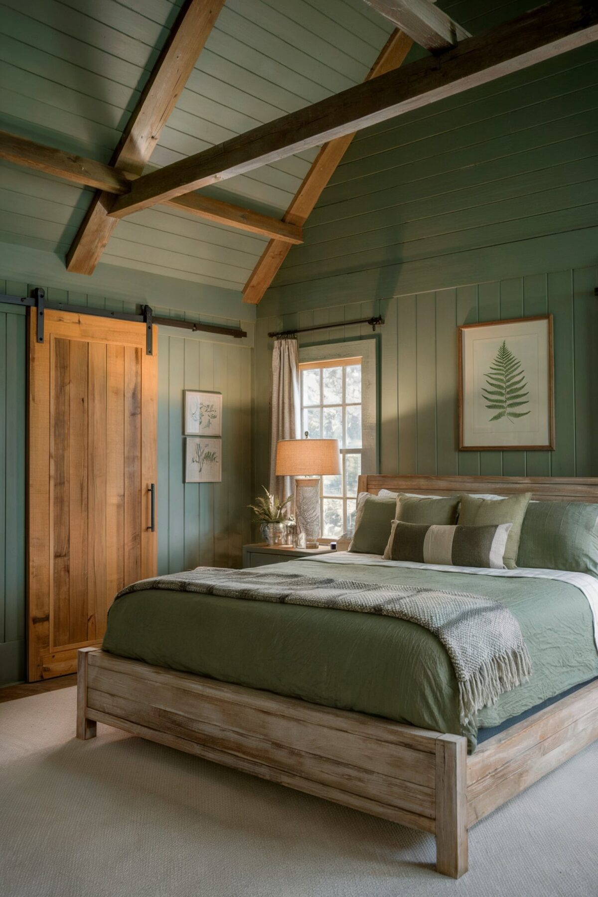 farmhouse bedroom sage green design