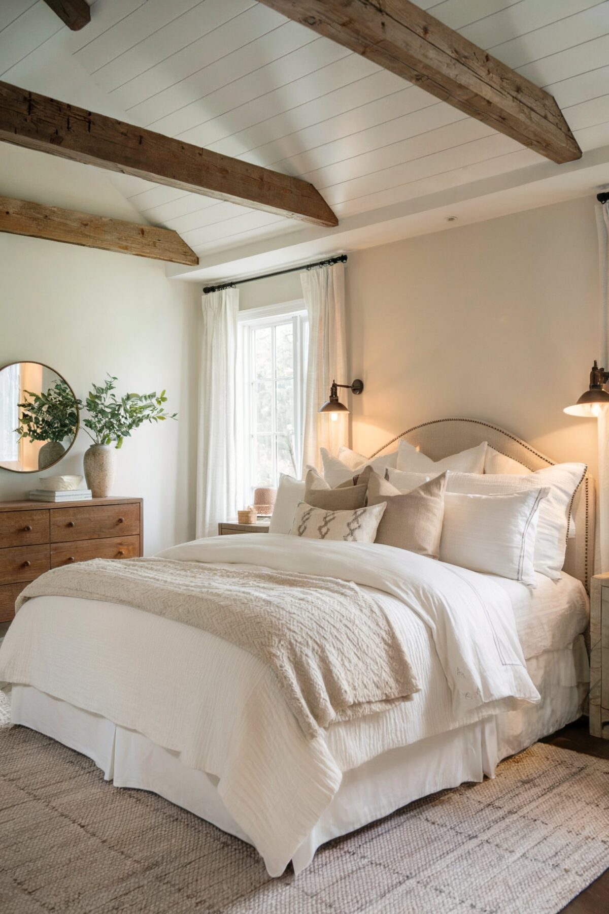 farmhouse bedroom white rustic design