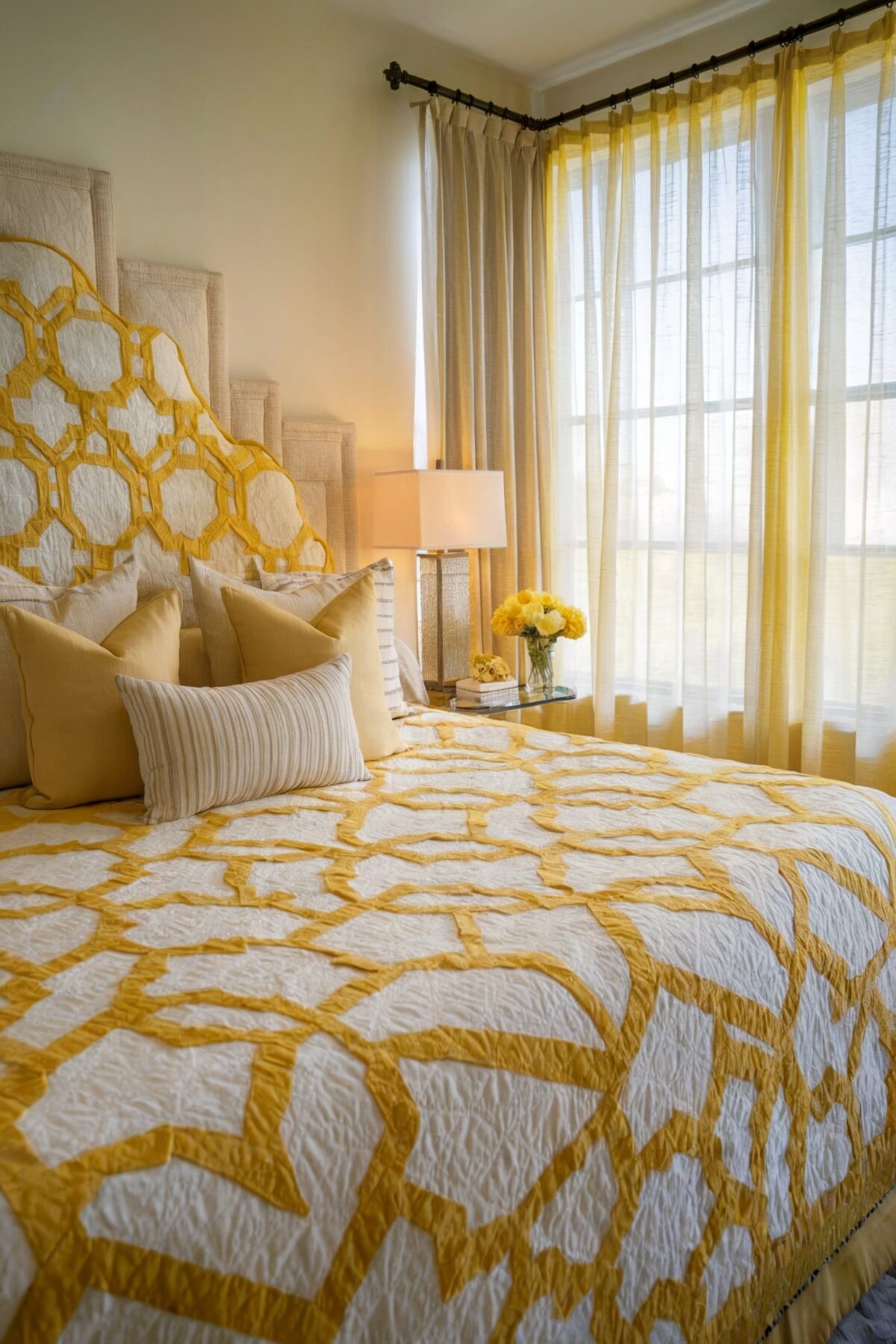 farmhouse bedroom yellow color design