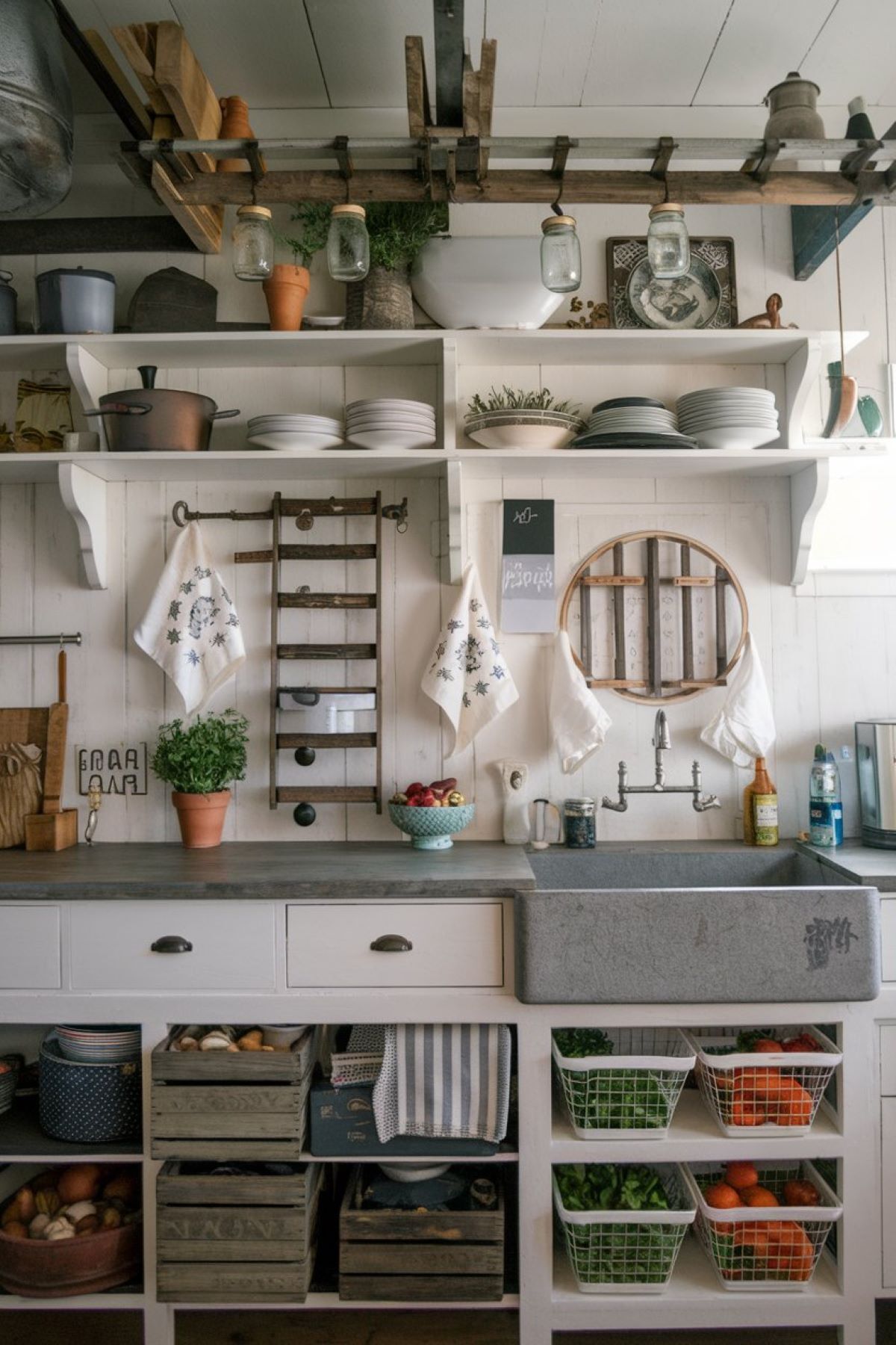 farmhouse kitchen featuring various DIY decor projects