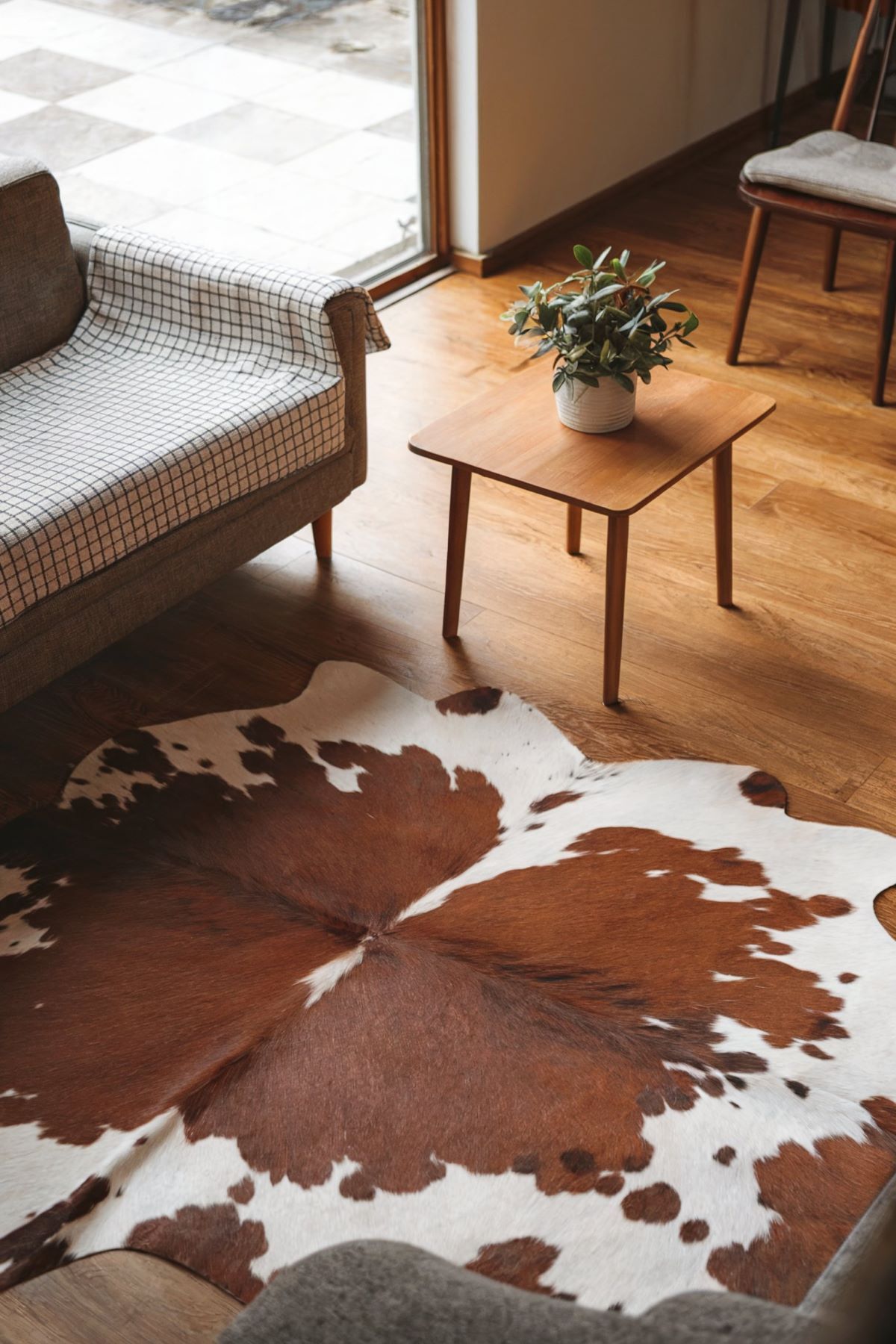 farmhouse living decor cow print rug