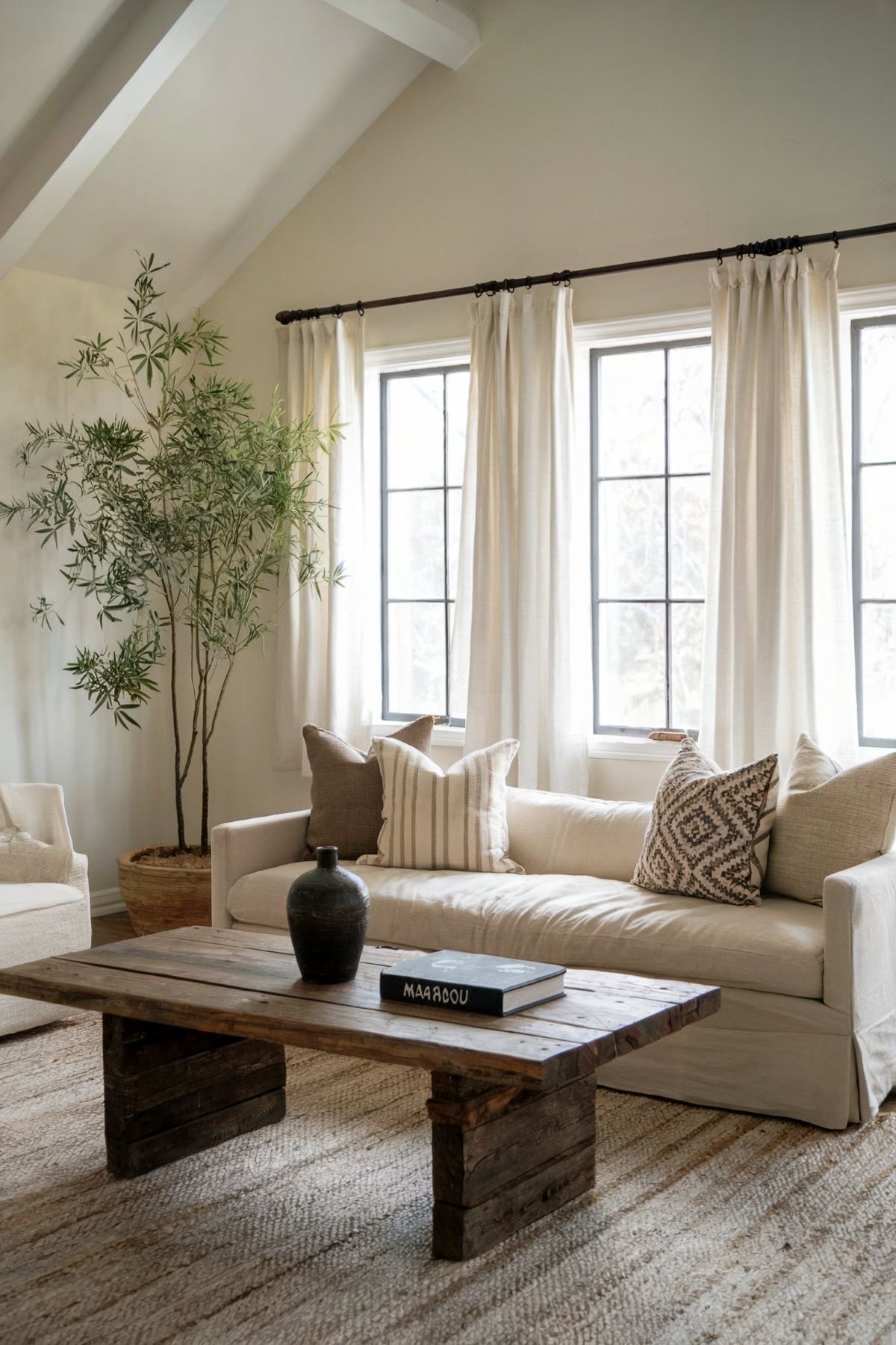 farmhouse living room decor curtains