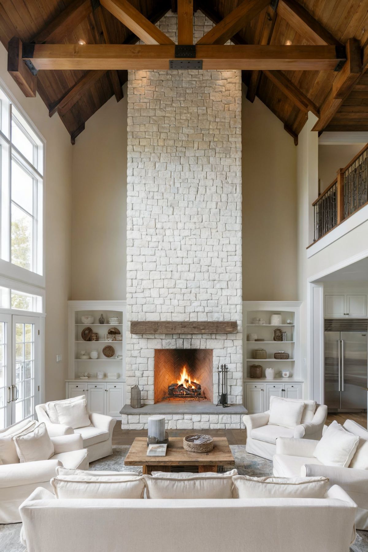 farmhouse living room decor fireplace