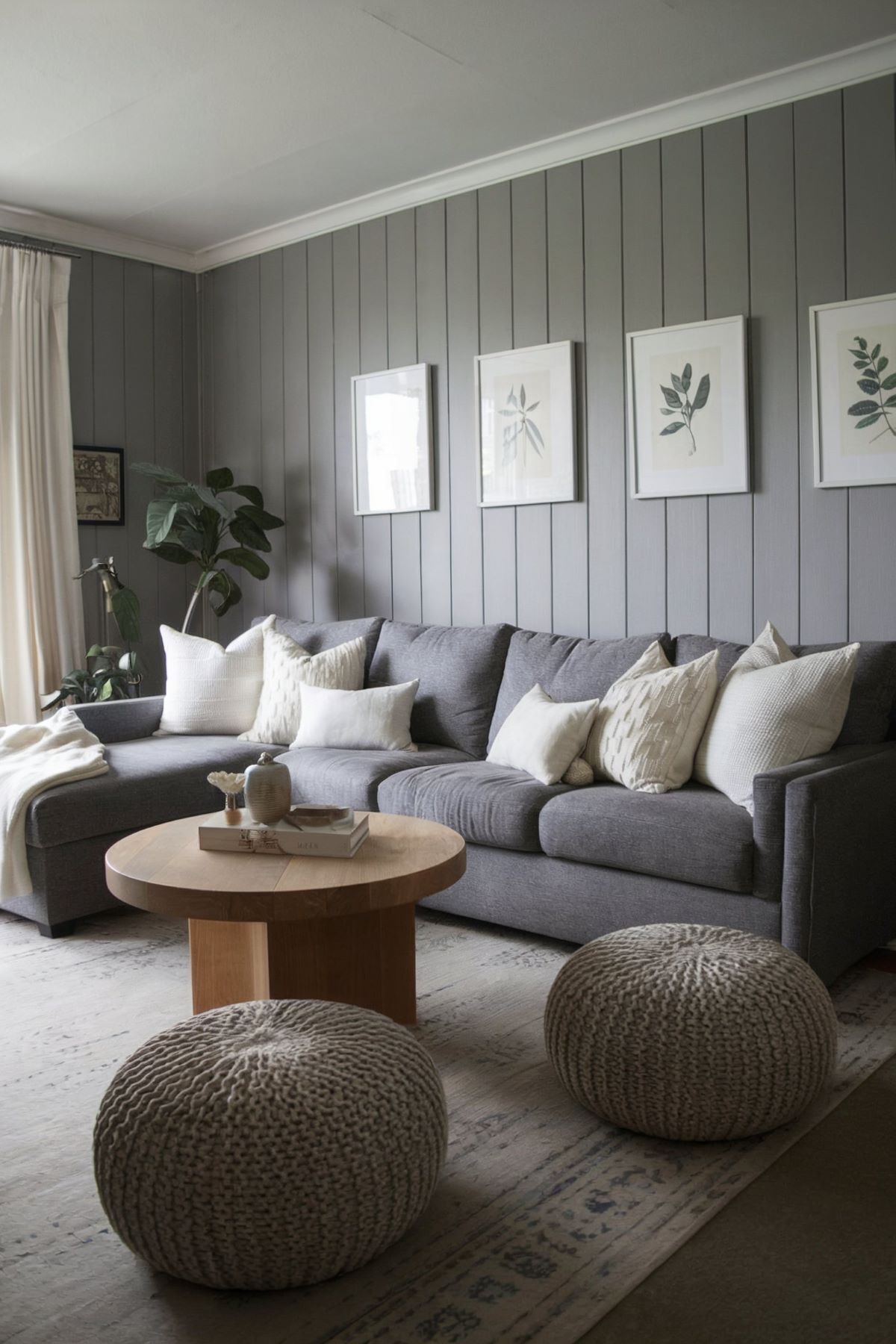 farmhouse living room decor grey color