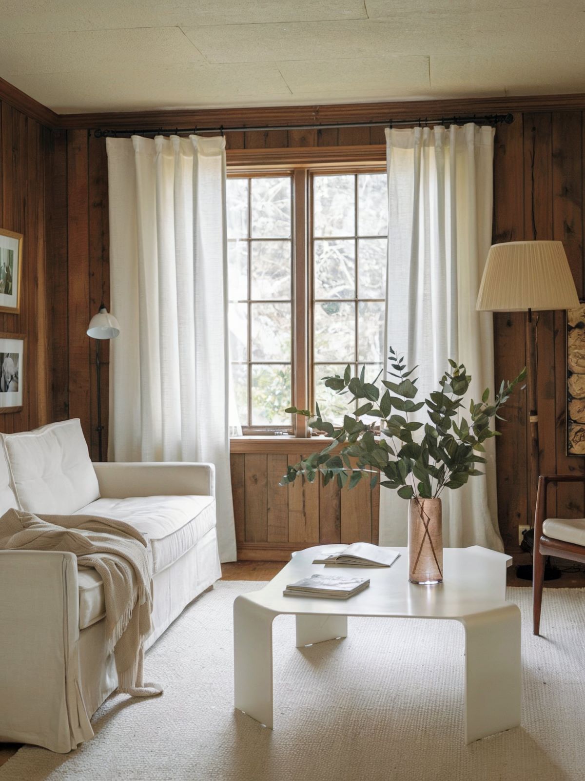 farmhouse living room decor knotty pine