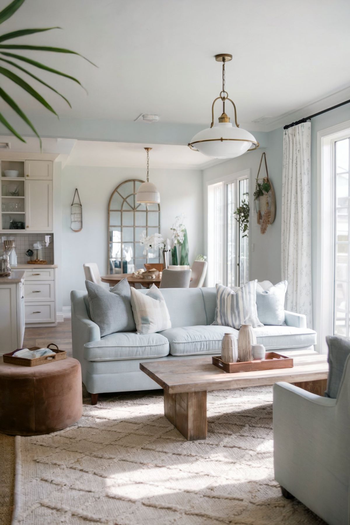 farmhouse living room decor light blue color