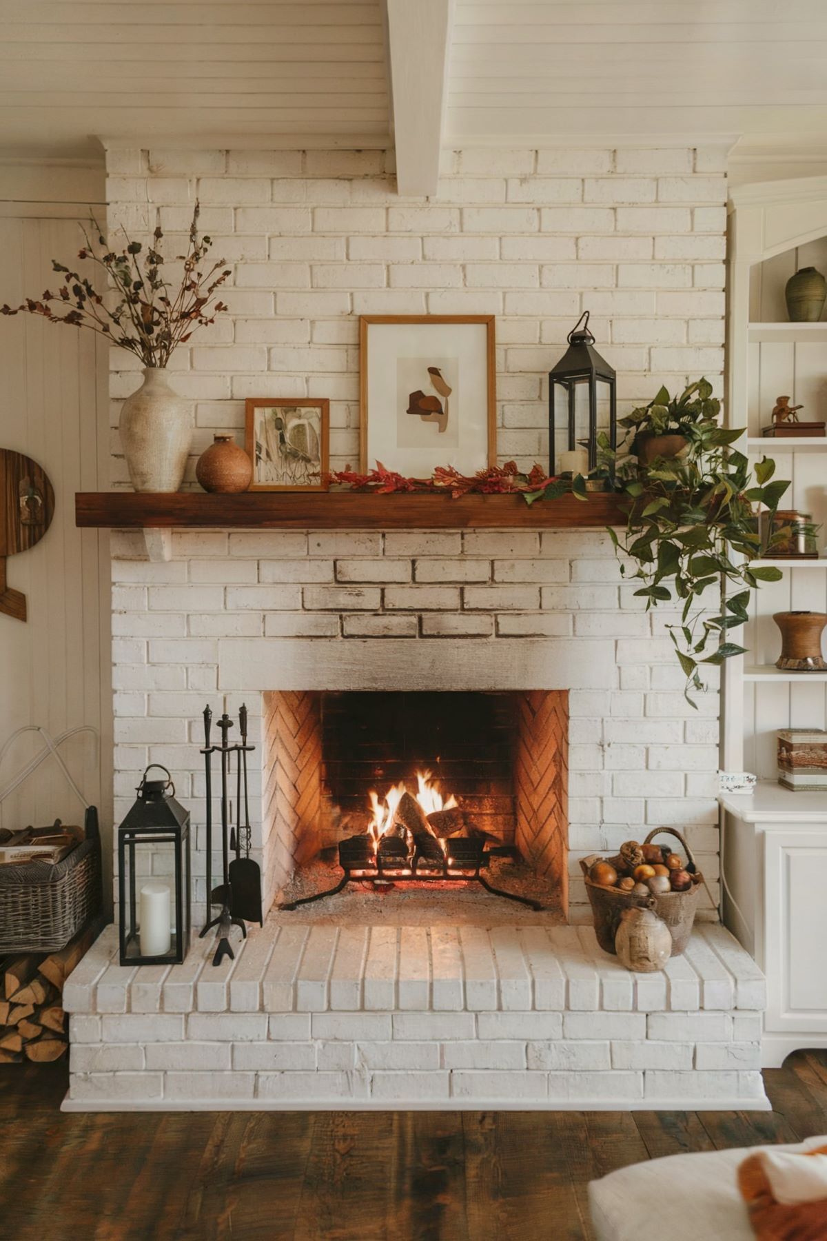 farmhouse living room decor mantle