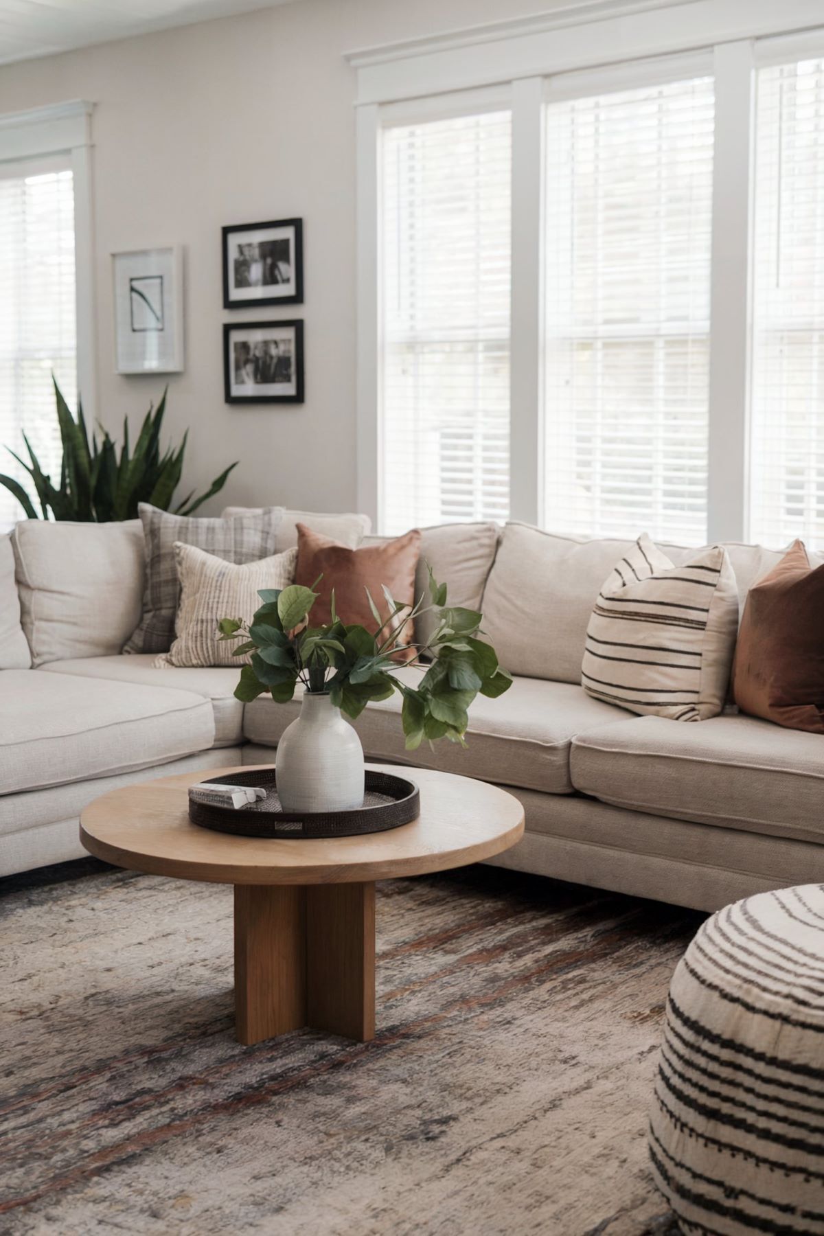 farmhouse living room decor sectional light gray