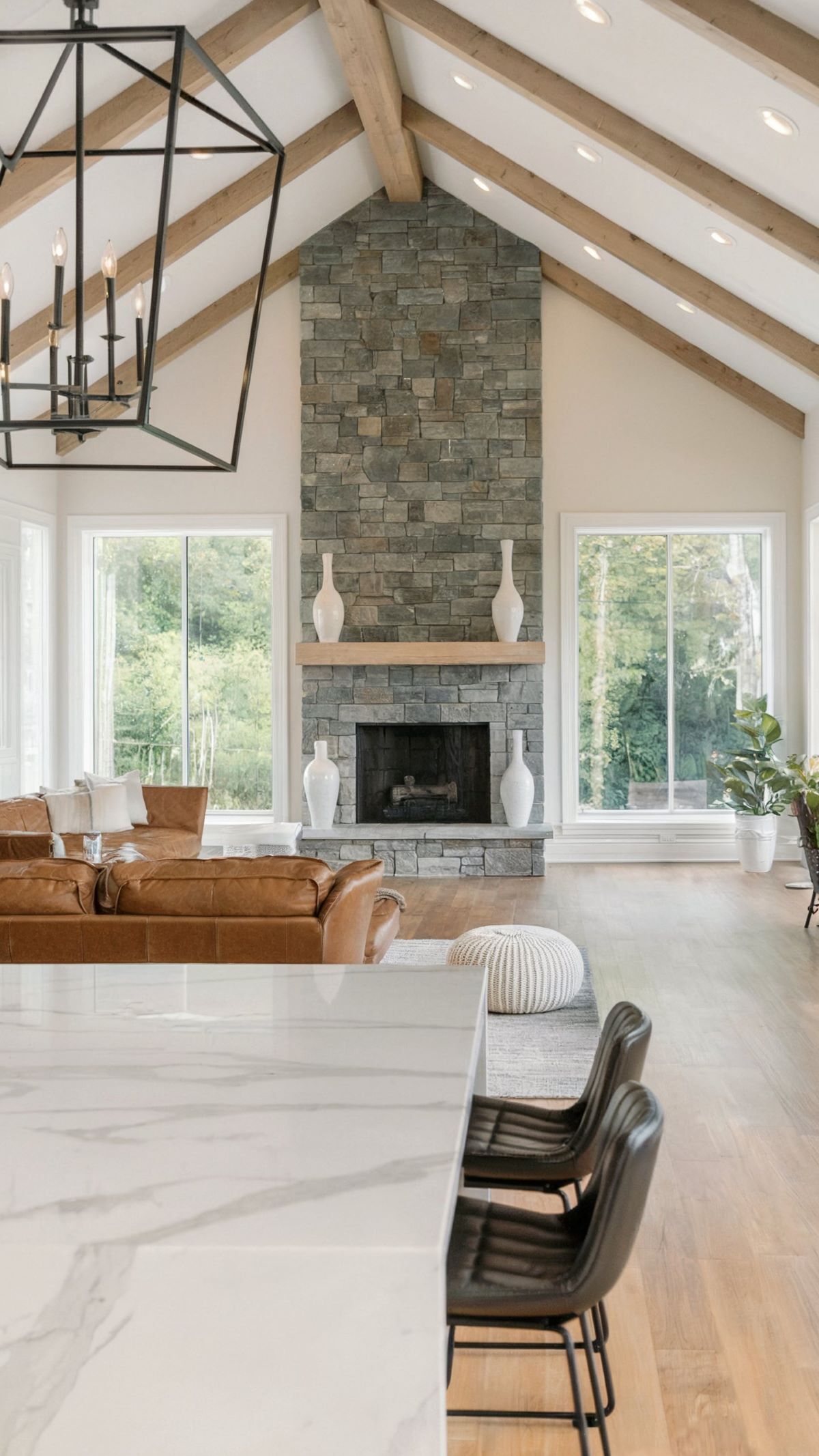 farmhouse living room decor with dining