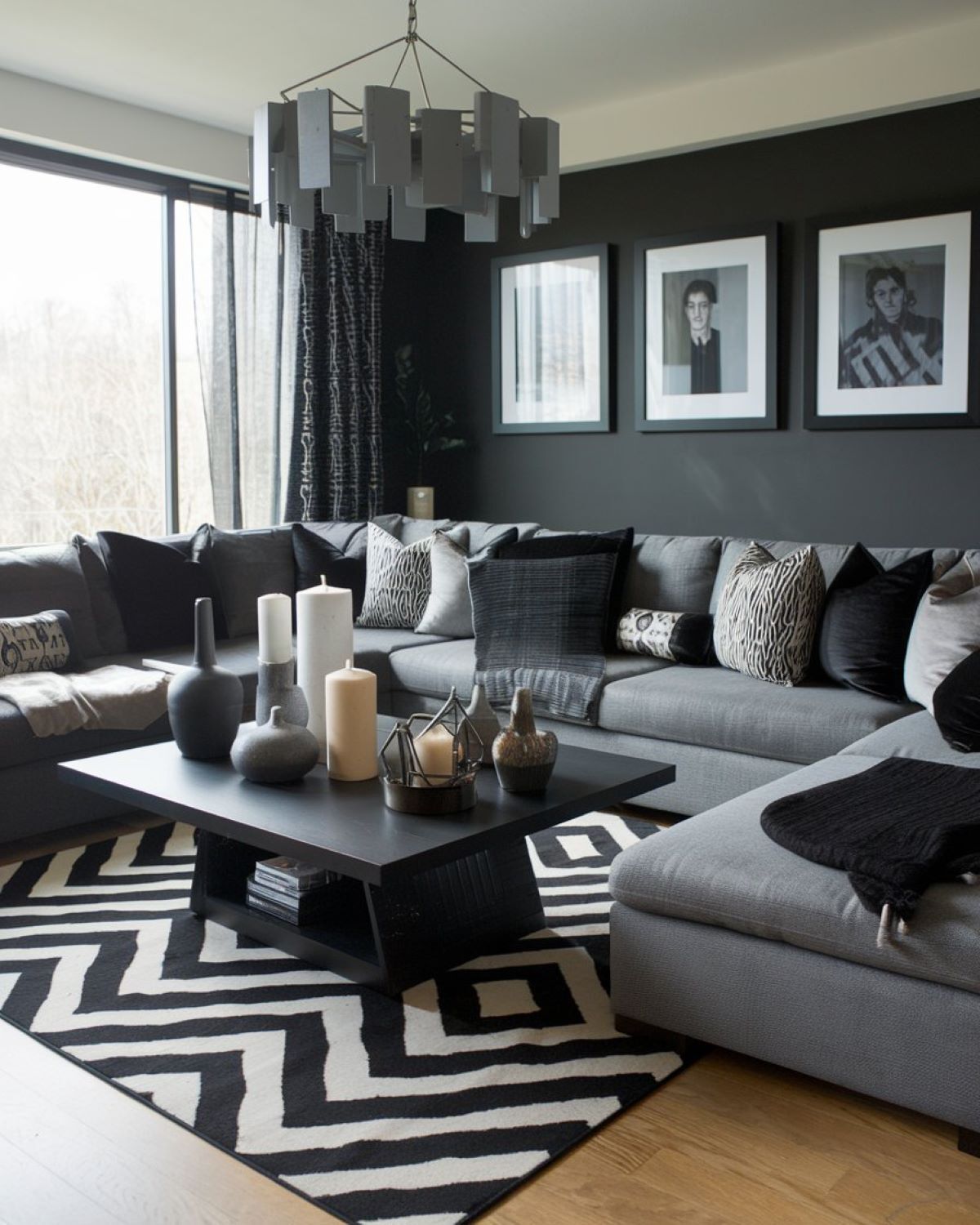 gray black and white living room decor modern designs