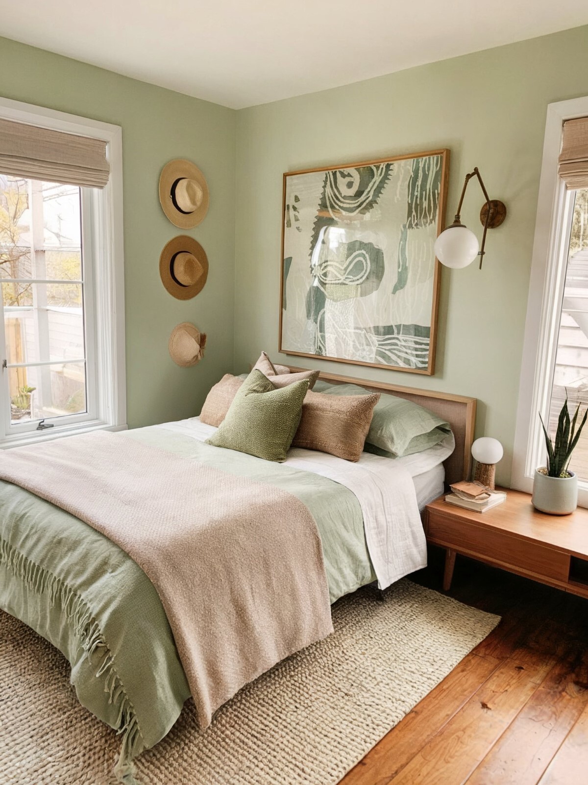 king size bed in small bedroom ideas boho bed, adorned with multiple pillows in varying shades