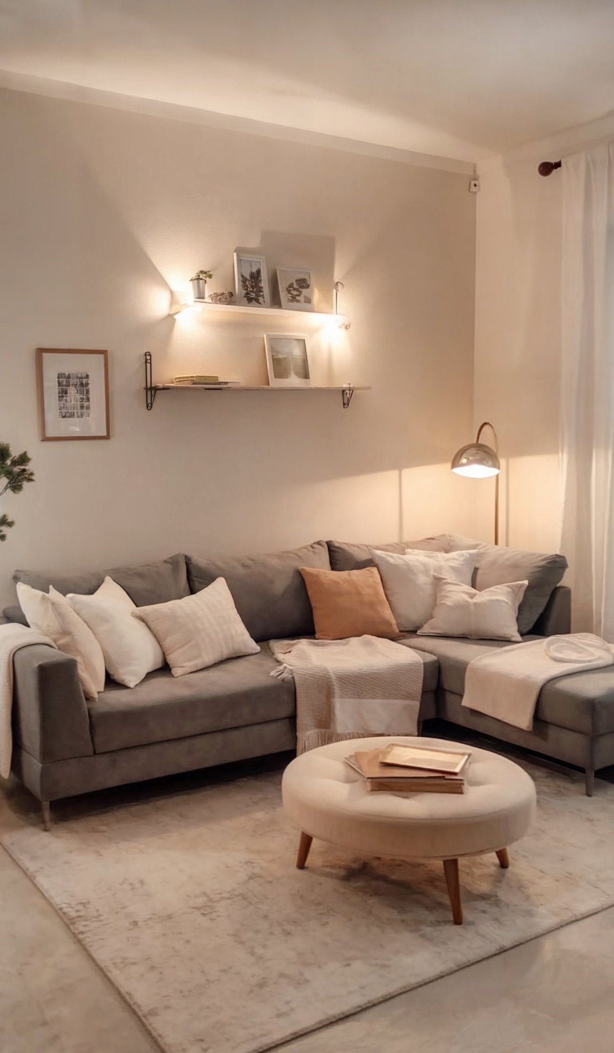 living room designs small spaces sofas modern gray L shaped sofa adorned with multiple white and beige cushions