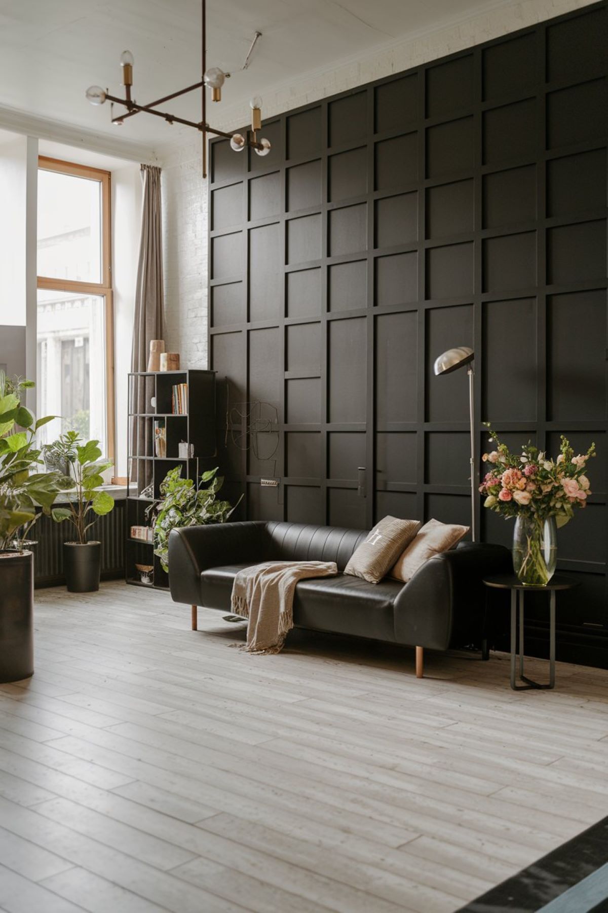 living room wall paneling ideas modern black large black paneled wall