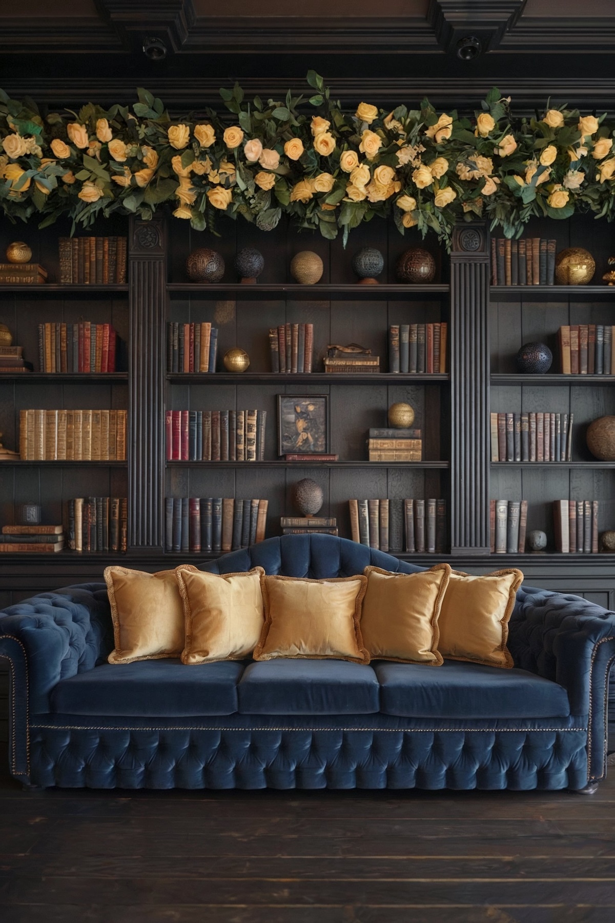 luxurious navy blue couch living room