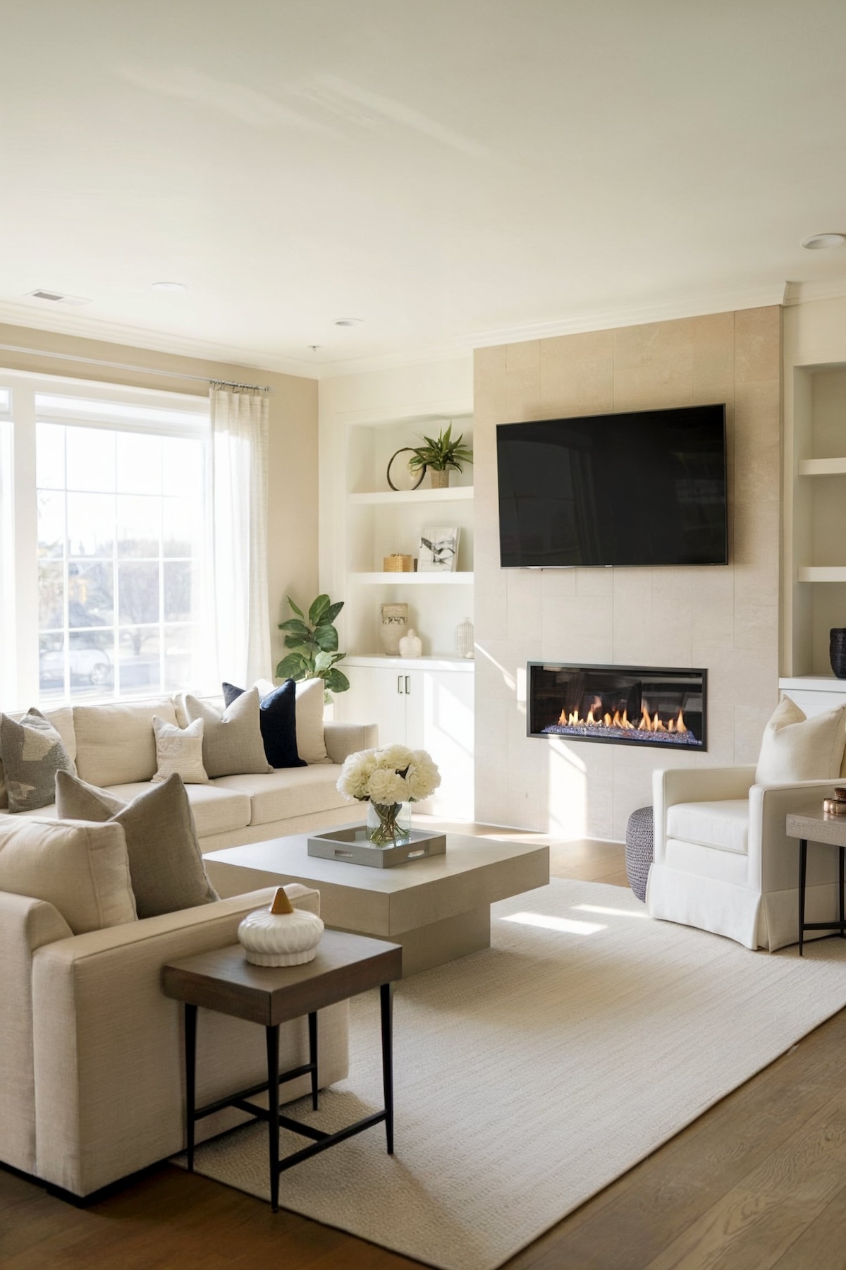 luxury fireplace living room decor