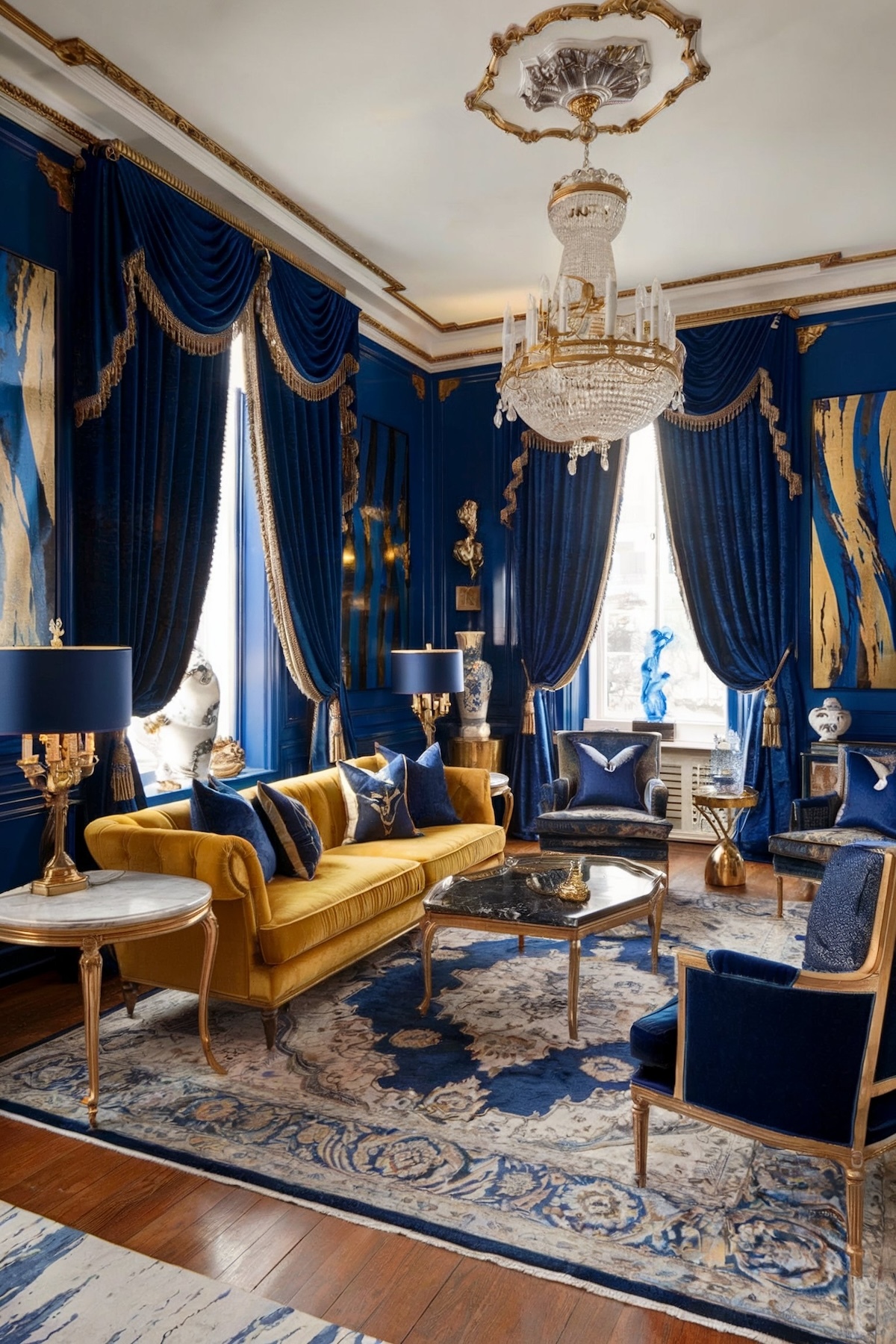 luxury living room decor classy blue