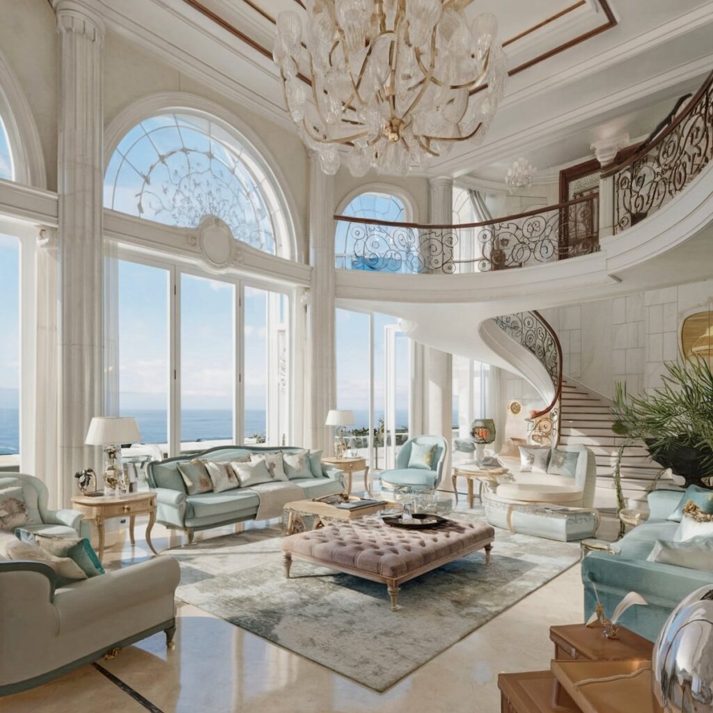 luxury living room decor gold and white