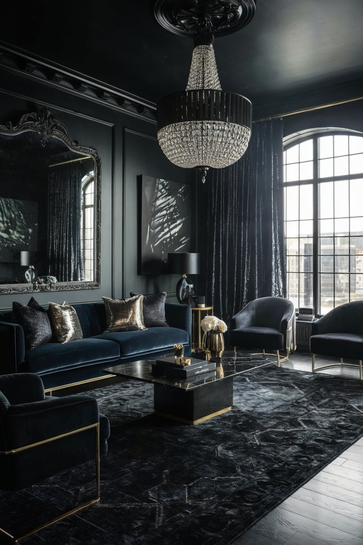 luxury living room design black