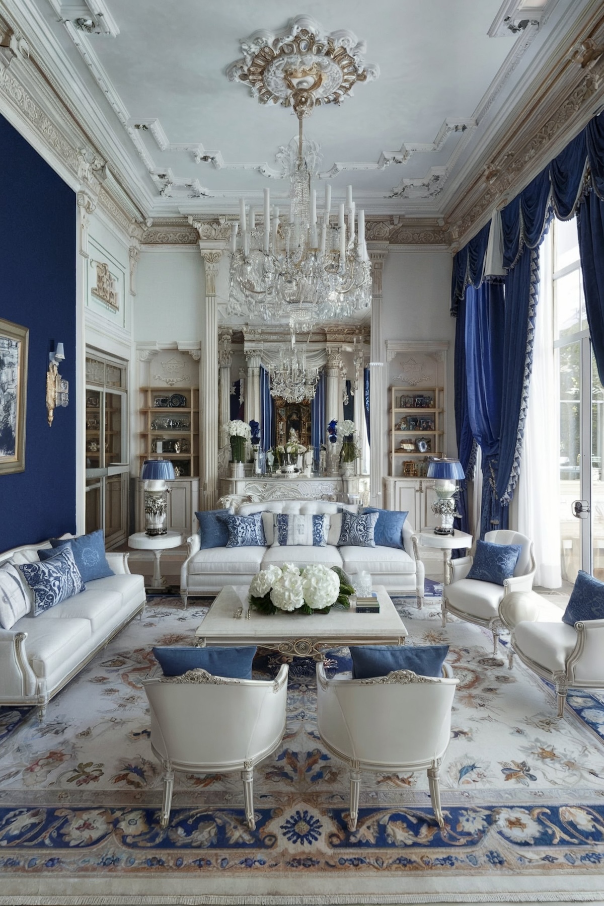 luxury living room design classy blue