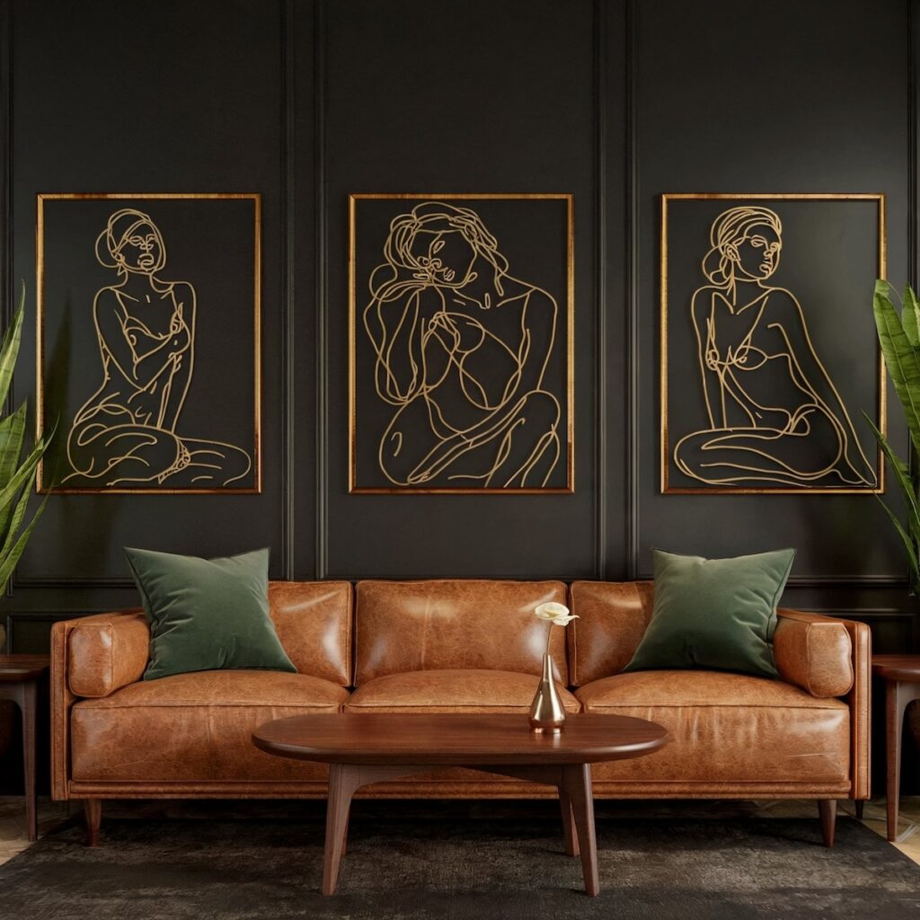 luxury living room design dark green and brown sofa