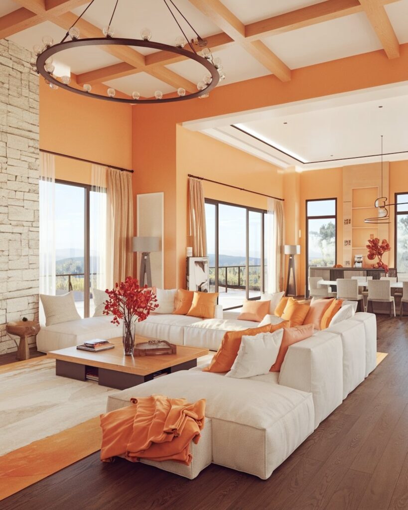 luxury living room design orange