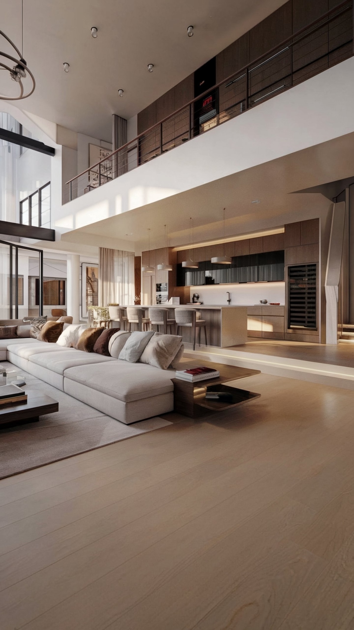 luxury living room with kitchen design LA