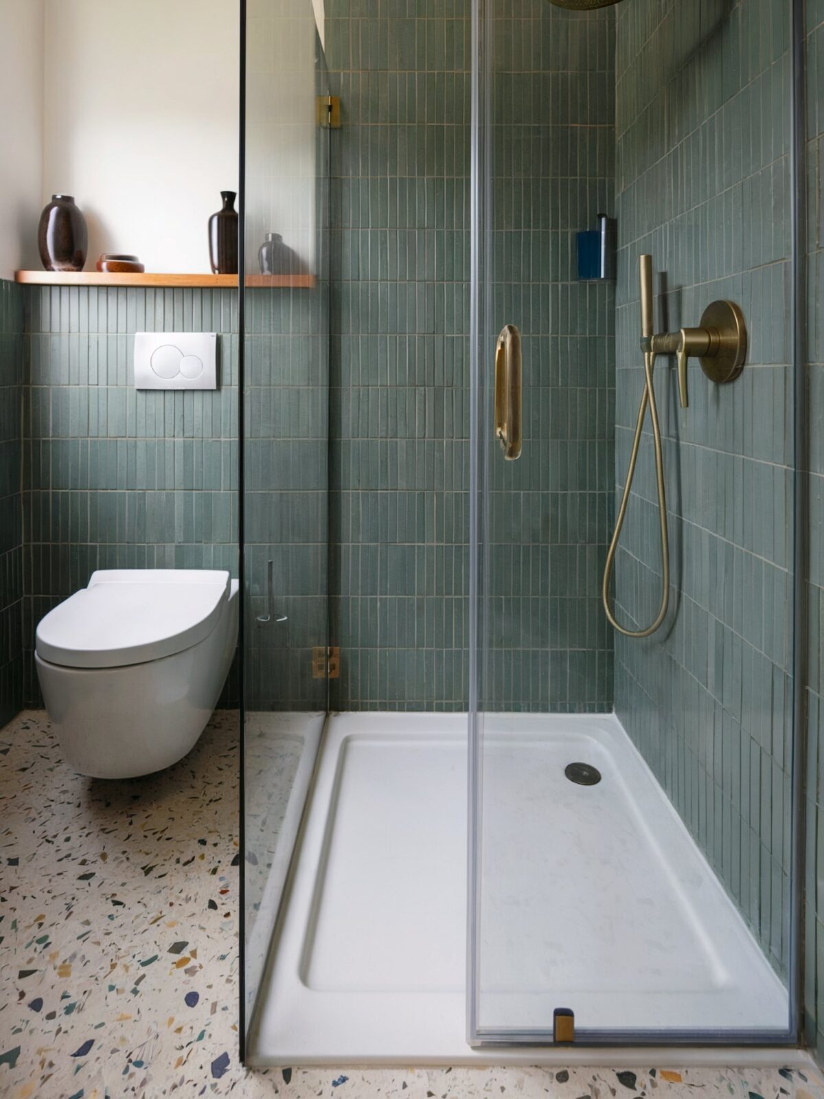 luxury vinyl tile bathroom spa retreat ideas walls adorned with vertically aligned green tiles