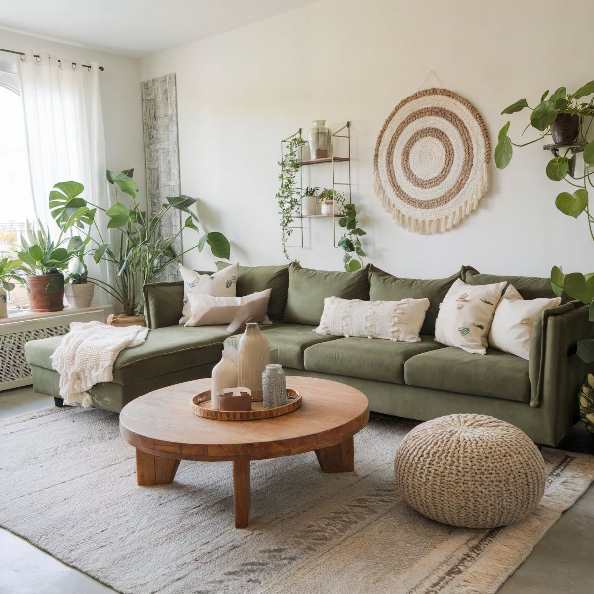 minimalist living room decor with plants green sofa plants