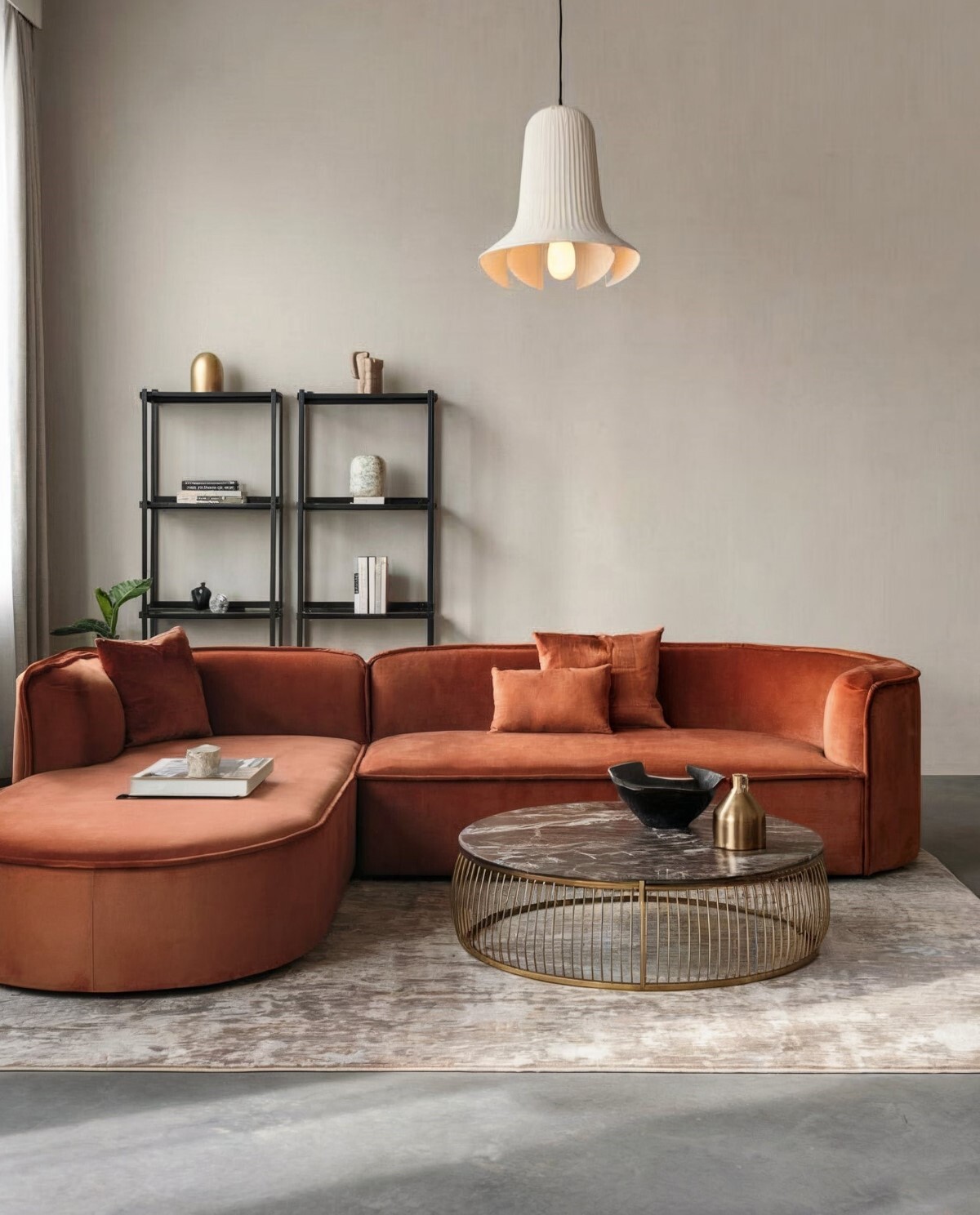 minimalist living room designs small spaces sofas modern modern living room dominated by a burnt orange sofa