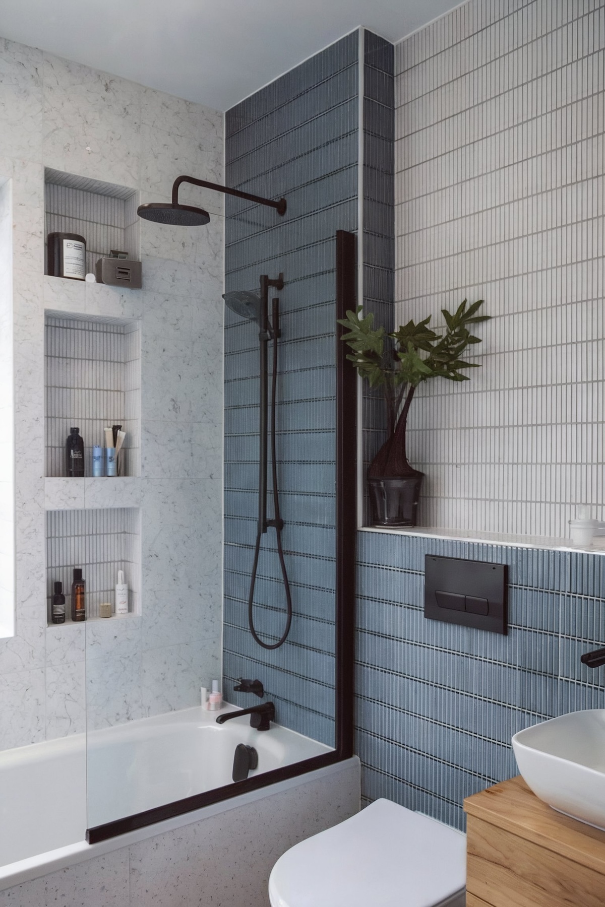 modern bathroom decor blue small