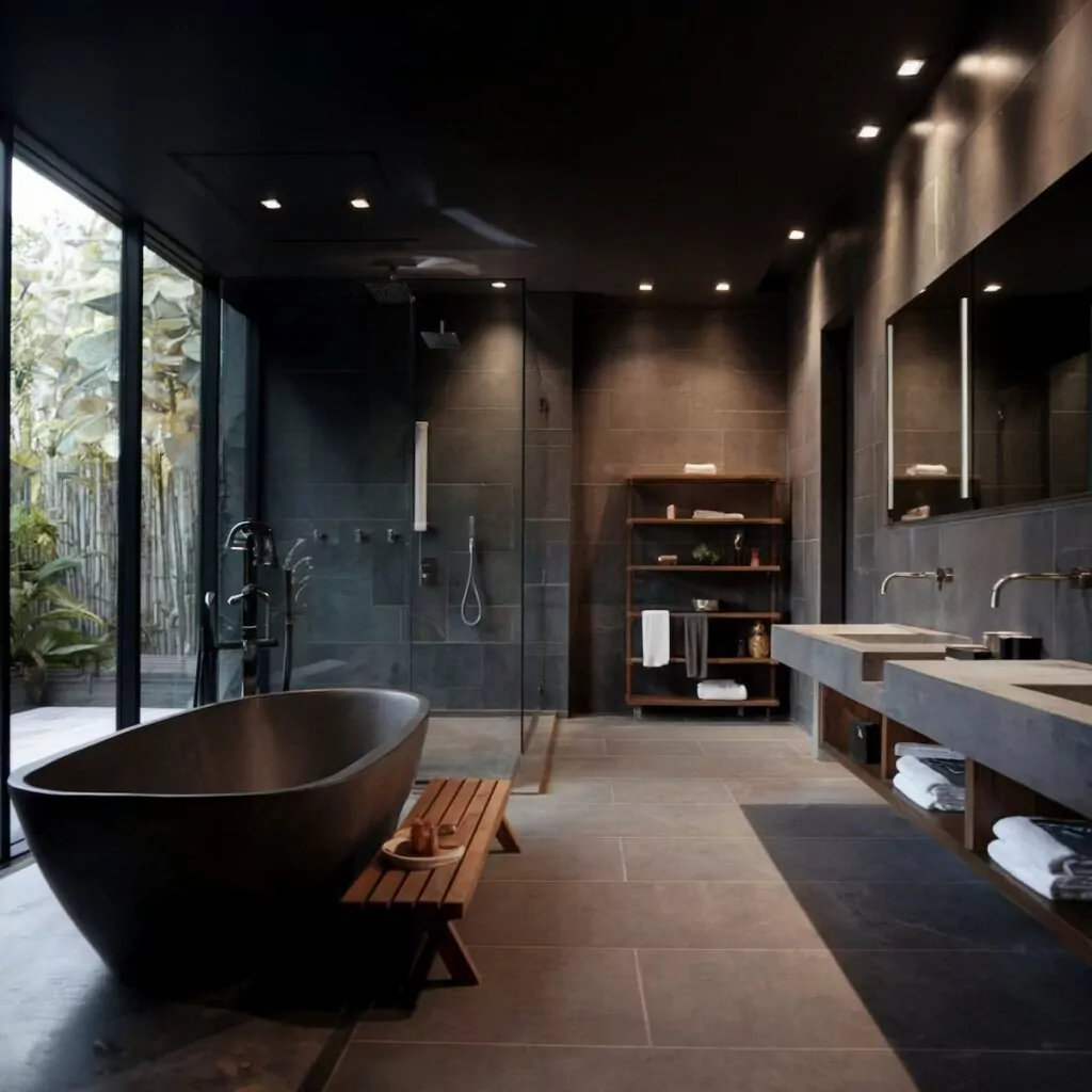 modern bathroom decor dark