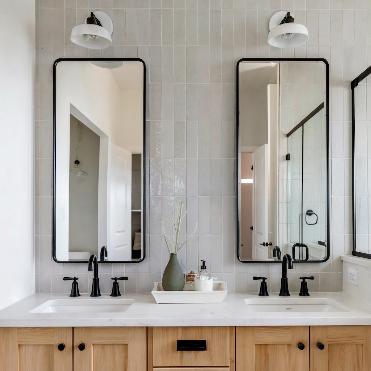 modern bathroom decor his and hers two sinks