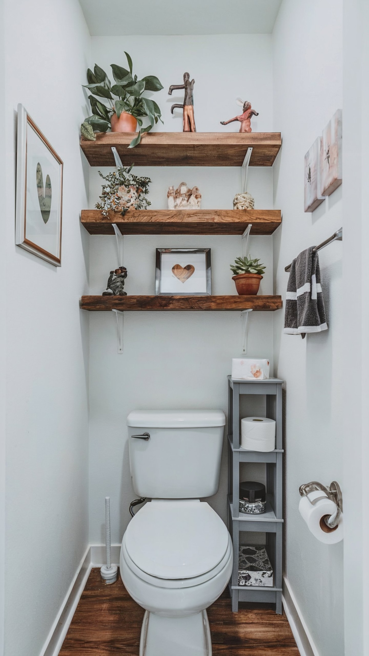 modern bathroom decor over toilet for small space