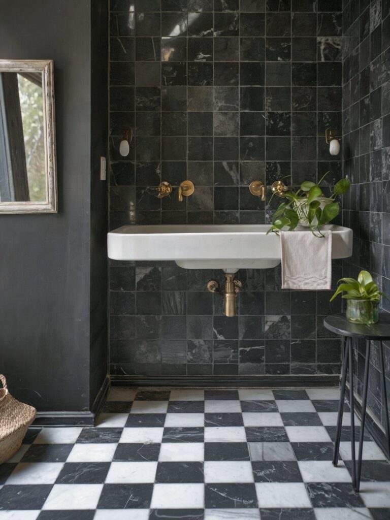 modern bathroom design black and white tile