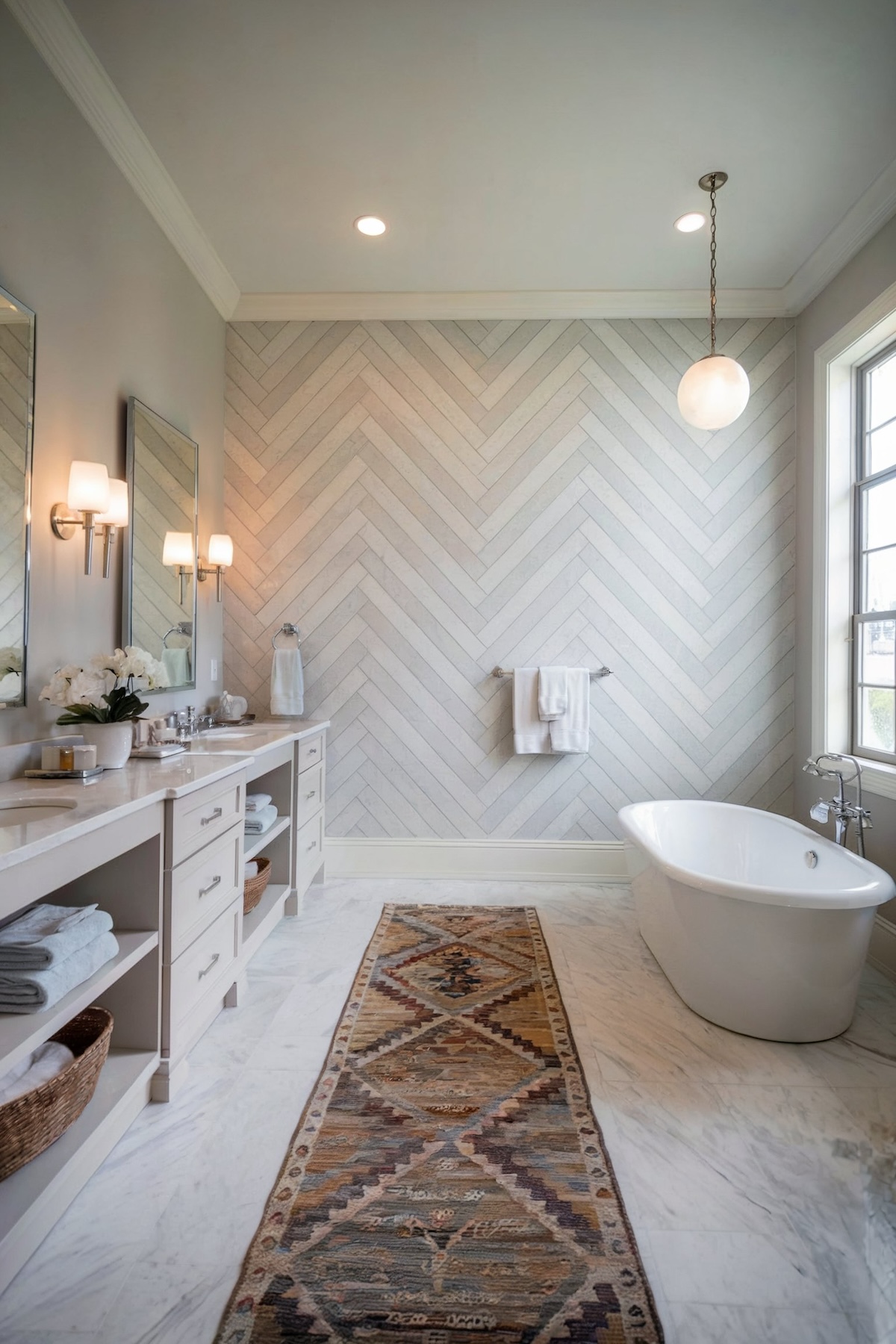 modern bathroom design herringbone