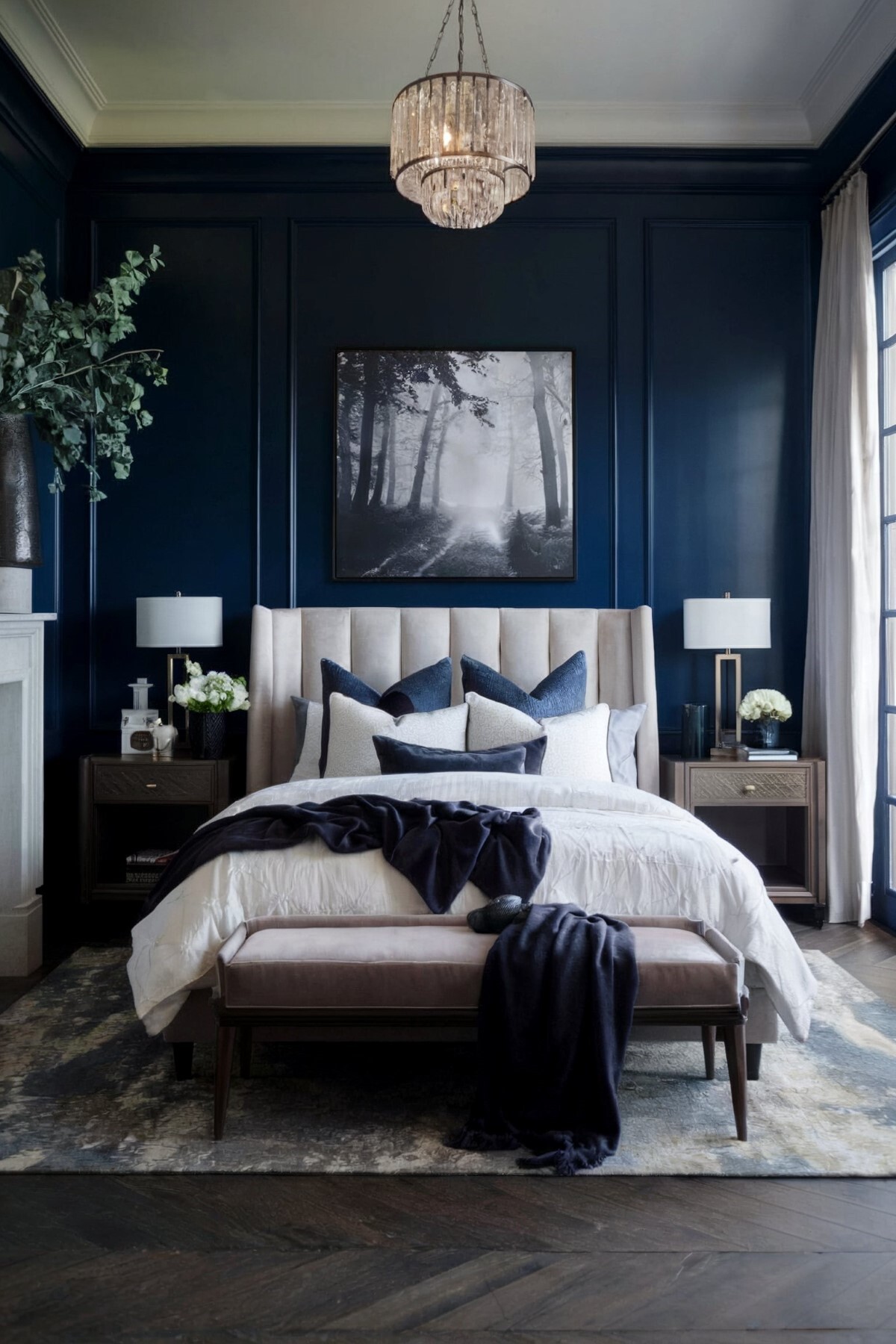 modern bedroom design royal cozy bedroom setting with a deep blue wall