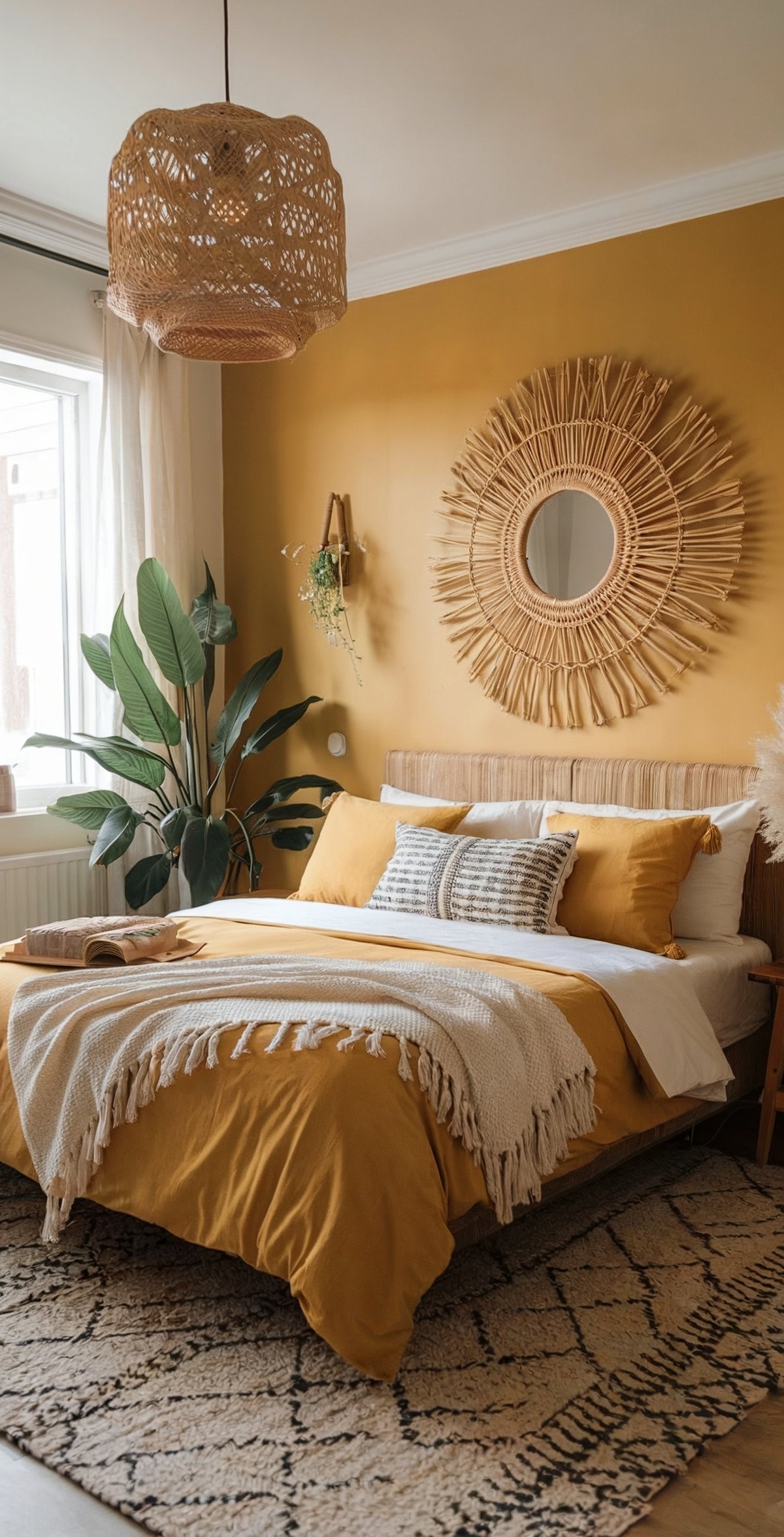 modern bedroom ideas yellow bedroom with a dominant mustard yellow wall with yellow and white bedding