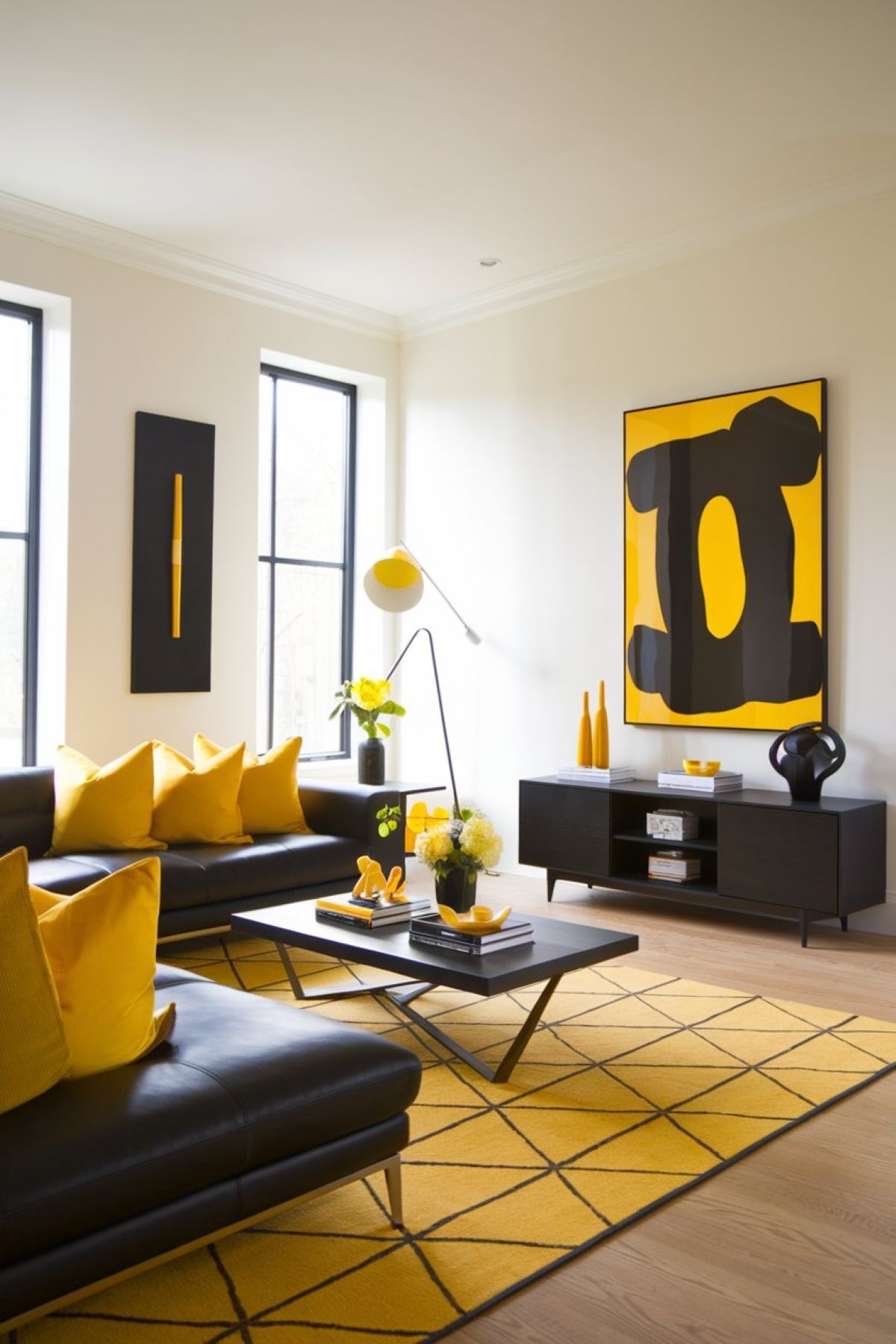 modern black and yellow living room ideas black and yellow combo