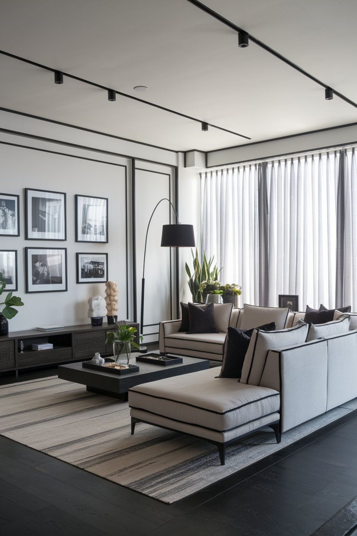 modern black trim living room idea sleek black trim design