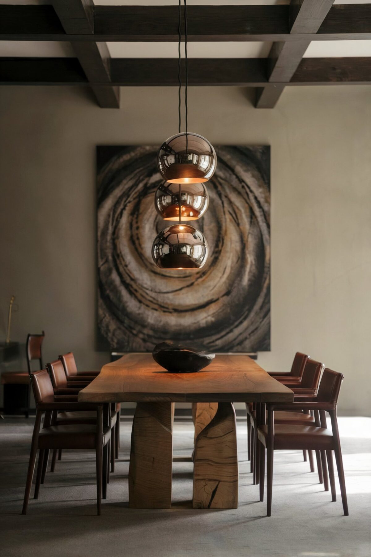 modern eclectic dining room ideas large table centerpiece brown theme