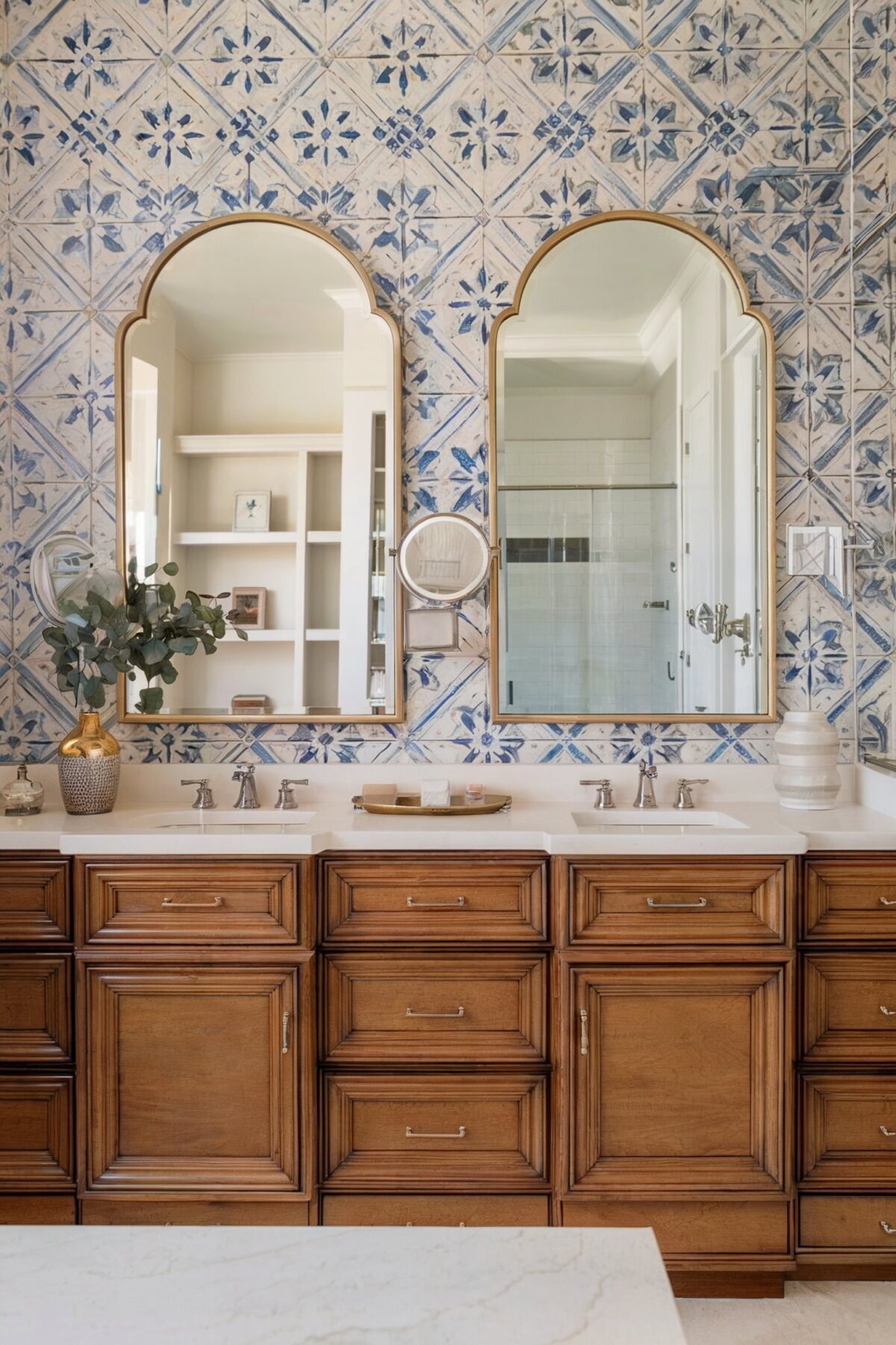 modern luxury bathroom design master bath tile an elegantly designed bath with blue and white geometric patterned tiles