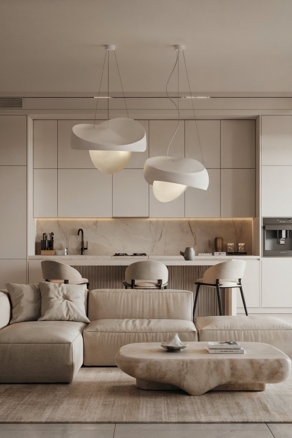 modern luxury living room designs small spaces apartment modern living room featuring a unique stone like table, and two abstract white pendant light