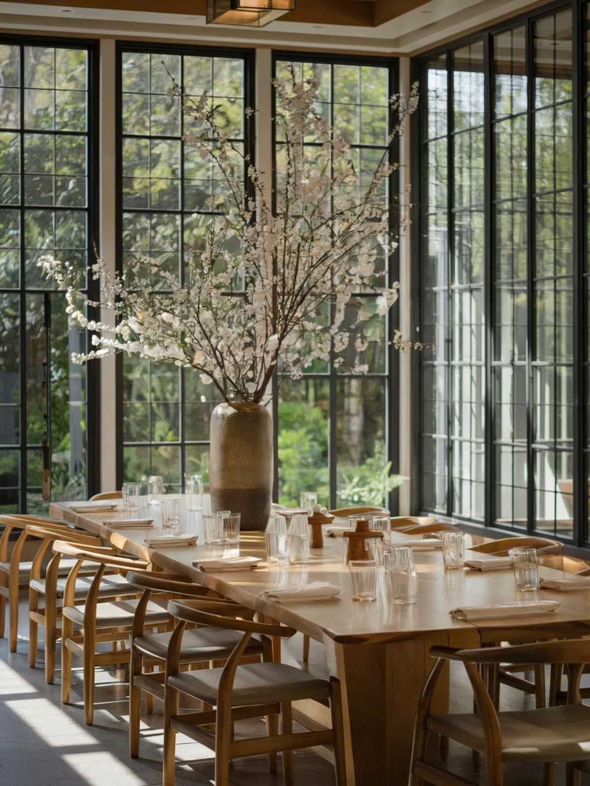 modern neutral dining room ideas flowers glass room big flower vase