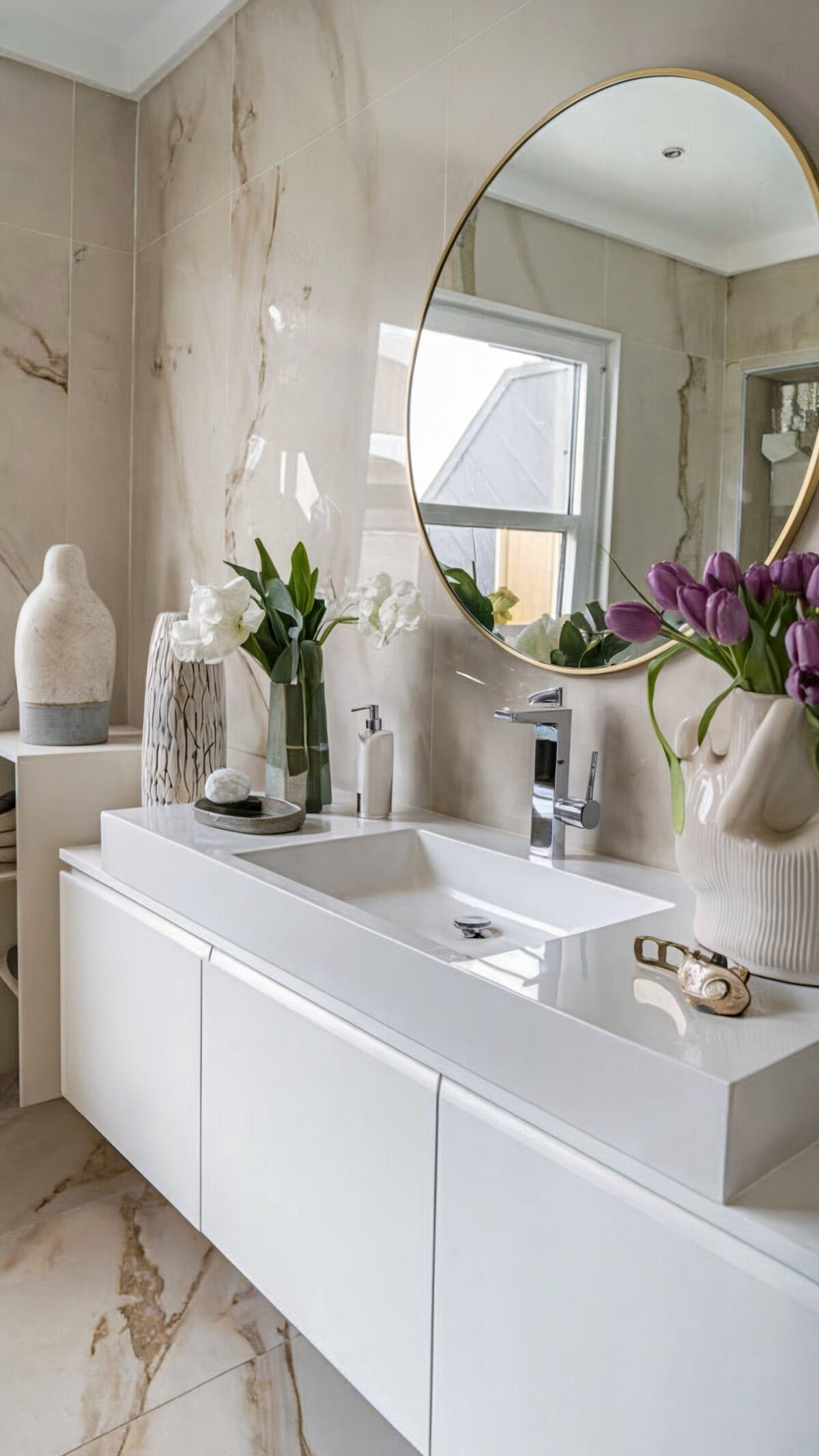 modern small bathroom counter decor ideas