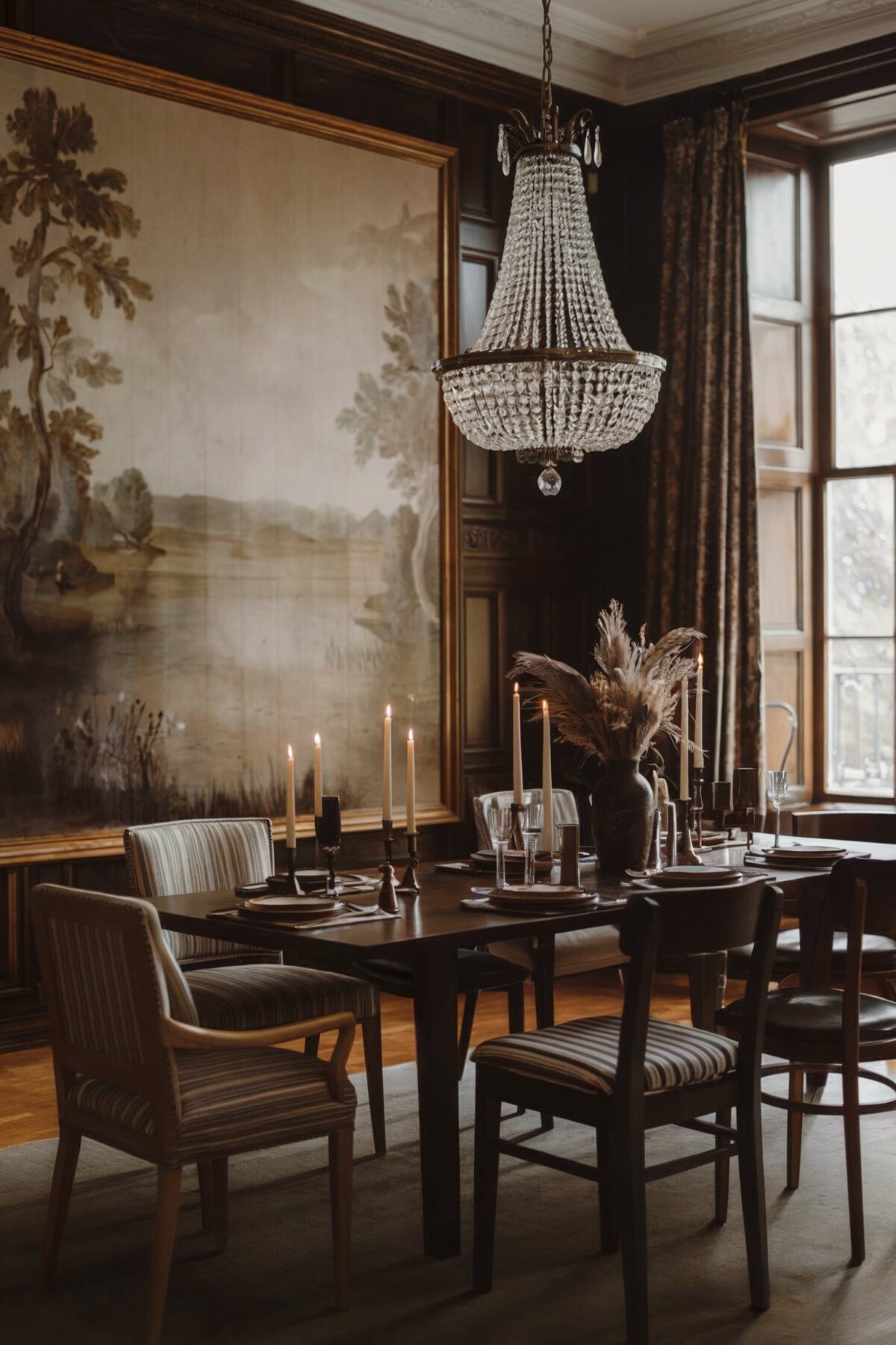 moody dining room ideas eclectic dark brown theme