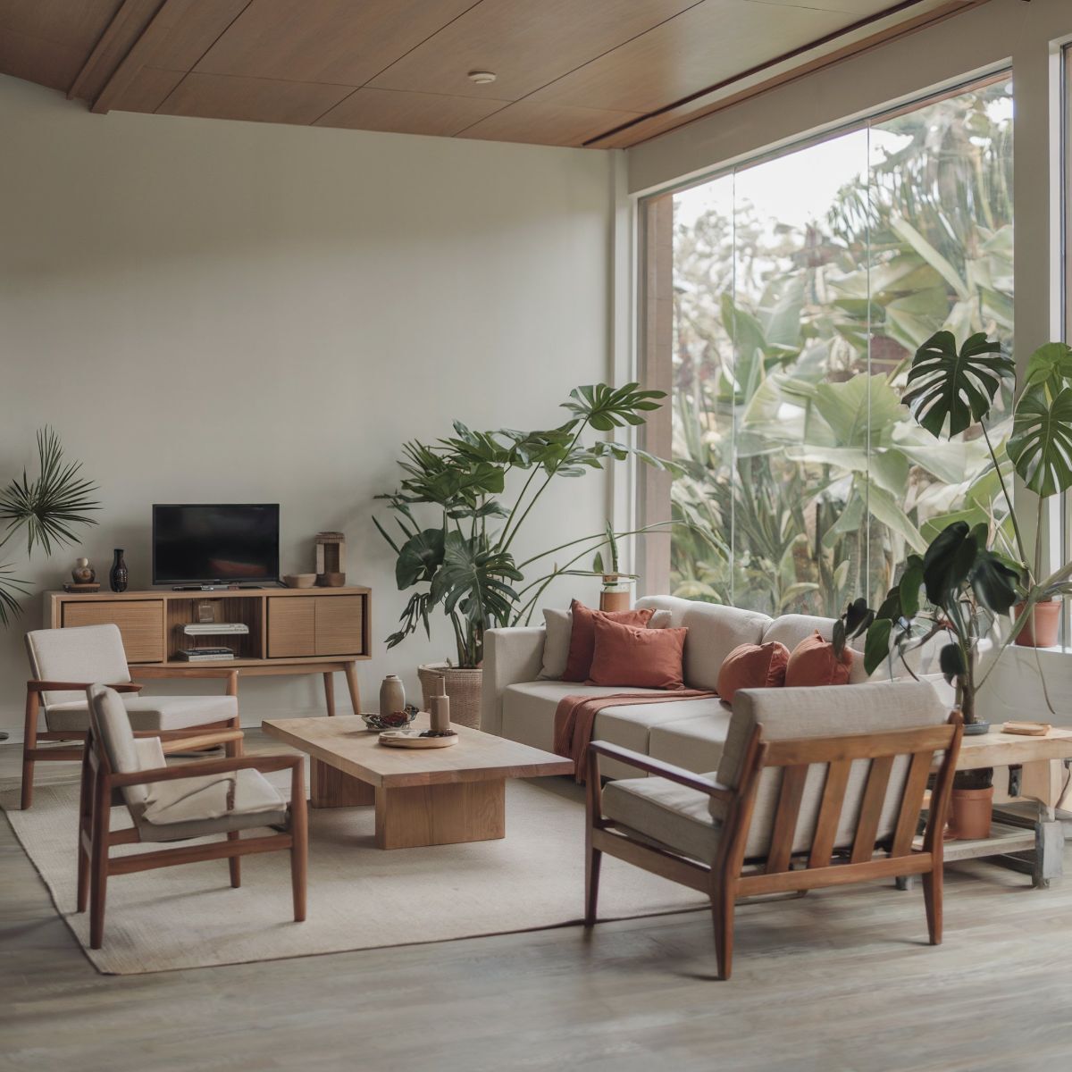 nordic minimalist living room ideas flowers and simple chairs