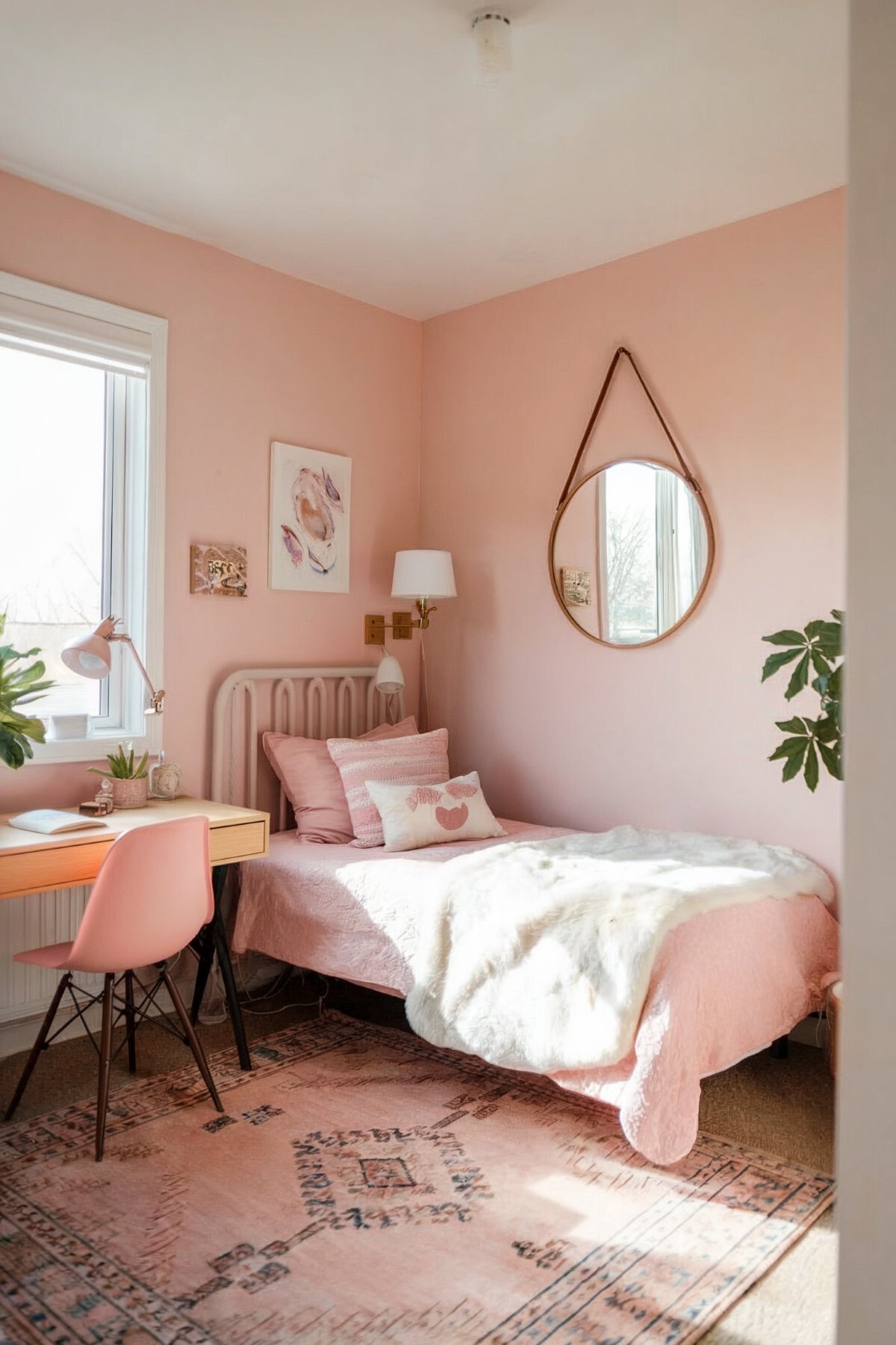 pink boho bedroom ideas for small spaces bedroom with pastel pink walls and pink bedding