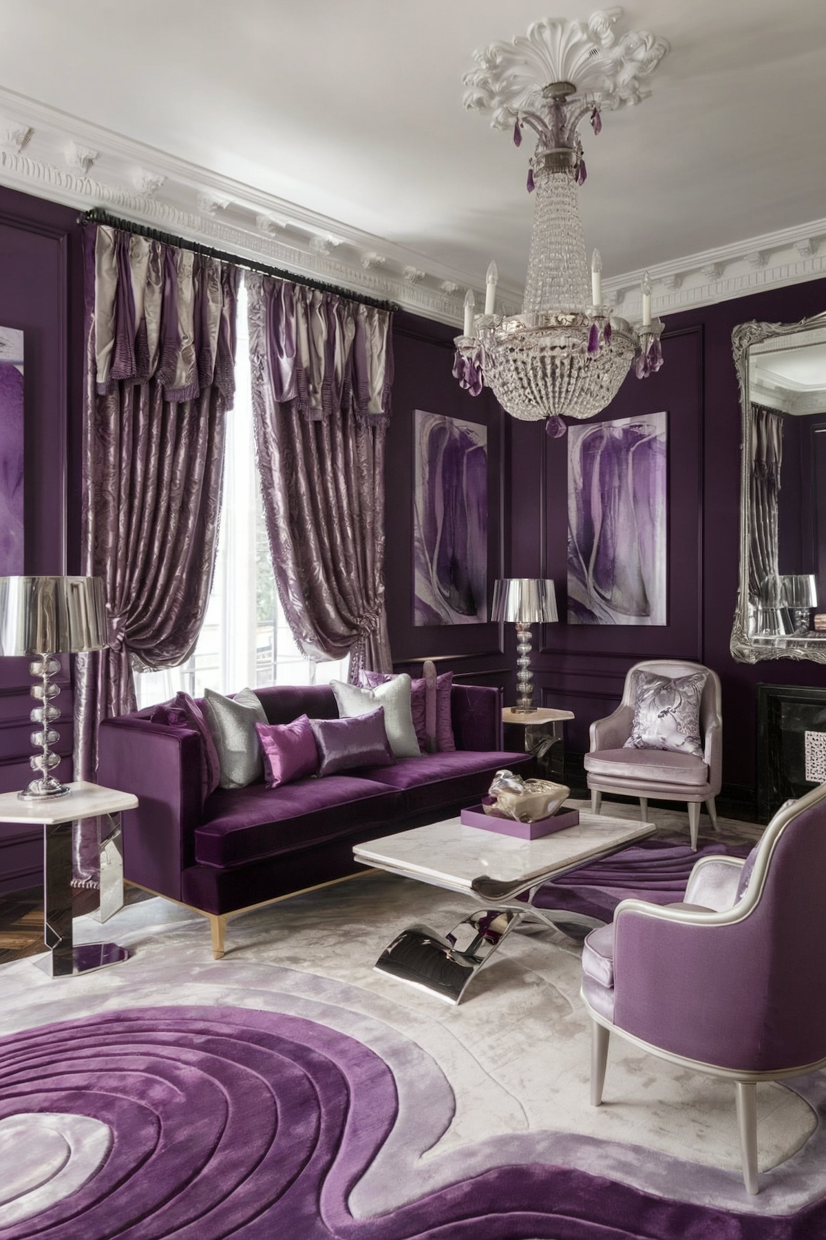 purple living room decor luxury